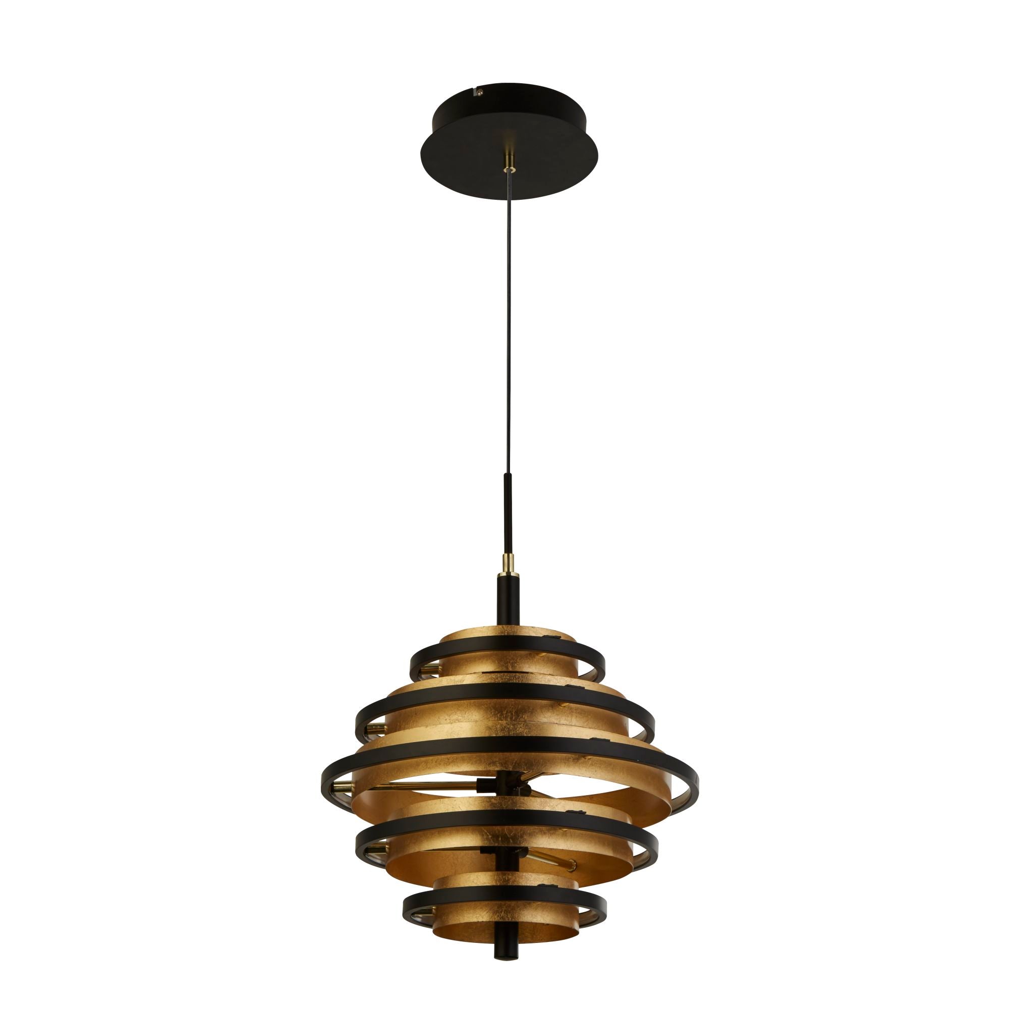 Searchlight Hankin 5 Light LED Ceiling Pendant - Black & Gold Leaf