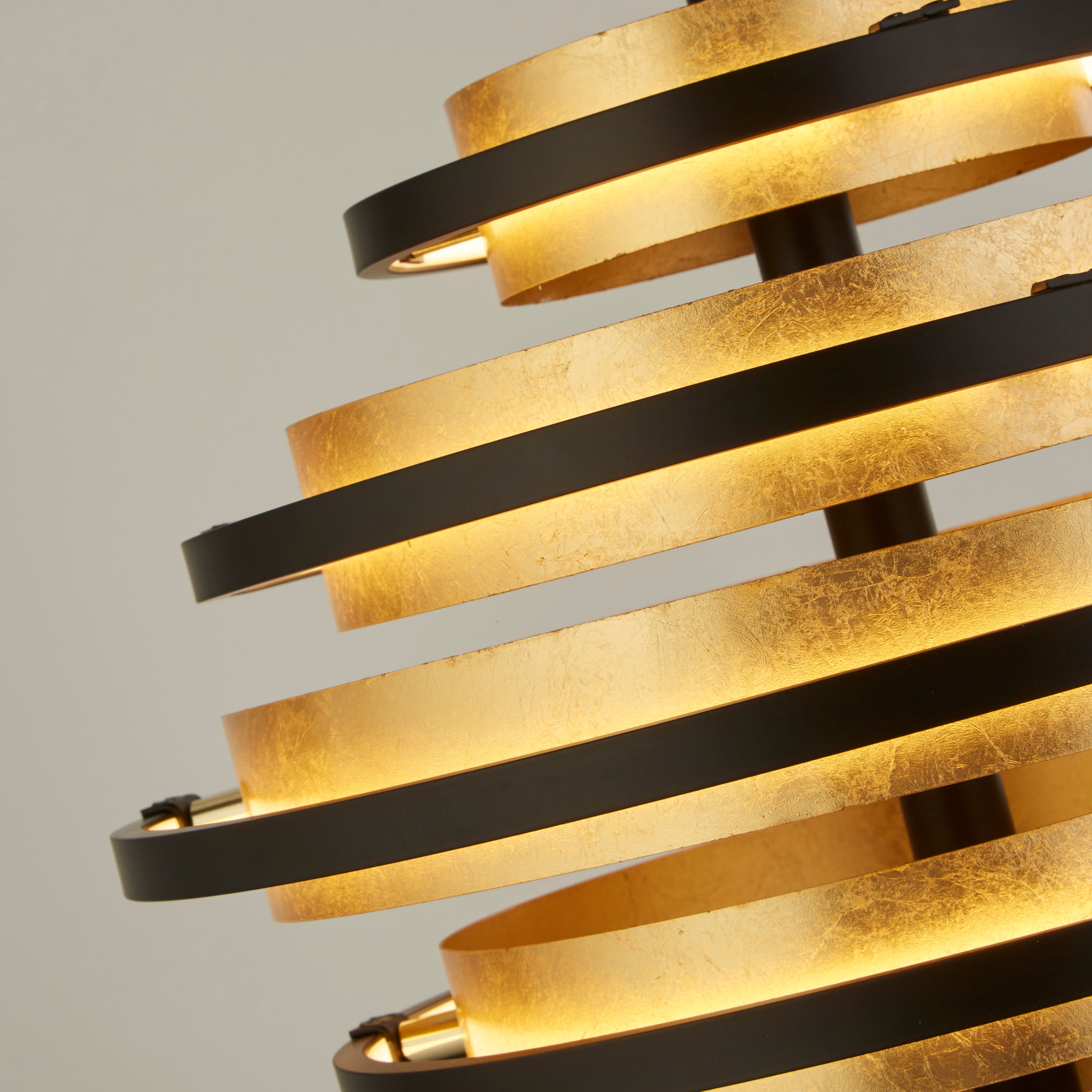 Searchlight Hankin 5 Light LED Ceiling Pendant - Black & Gold Leaf