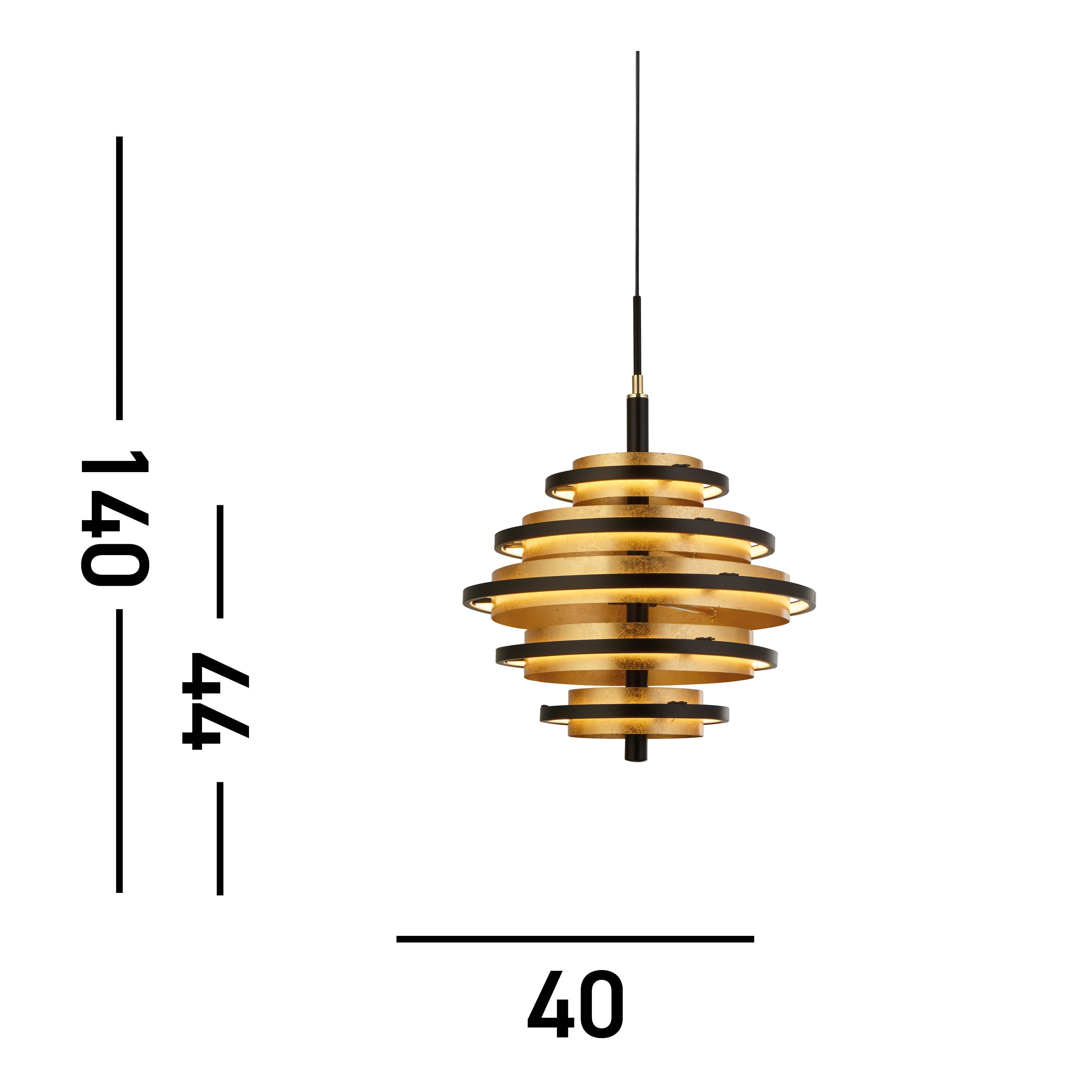 Searchlight Hankin 5 Light LED Ceiling Pendant - Black & Gold Leaf