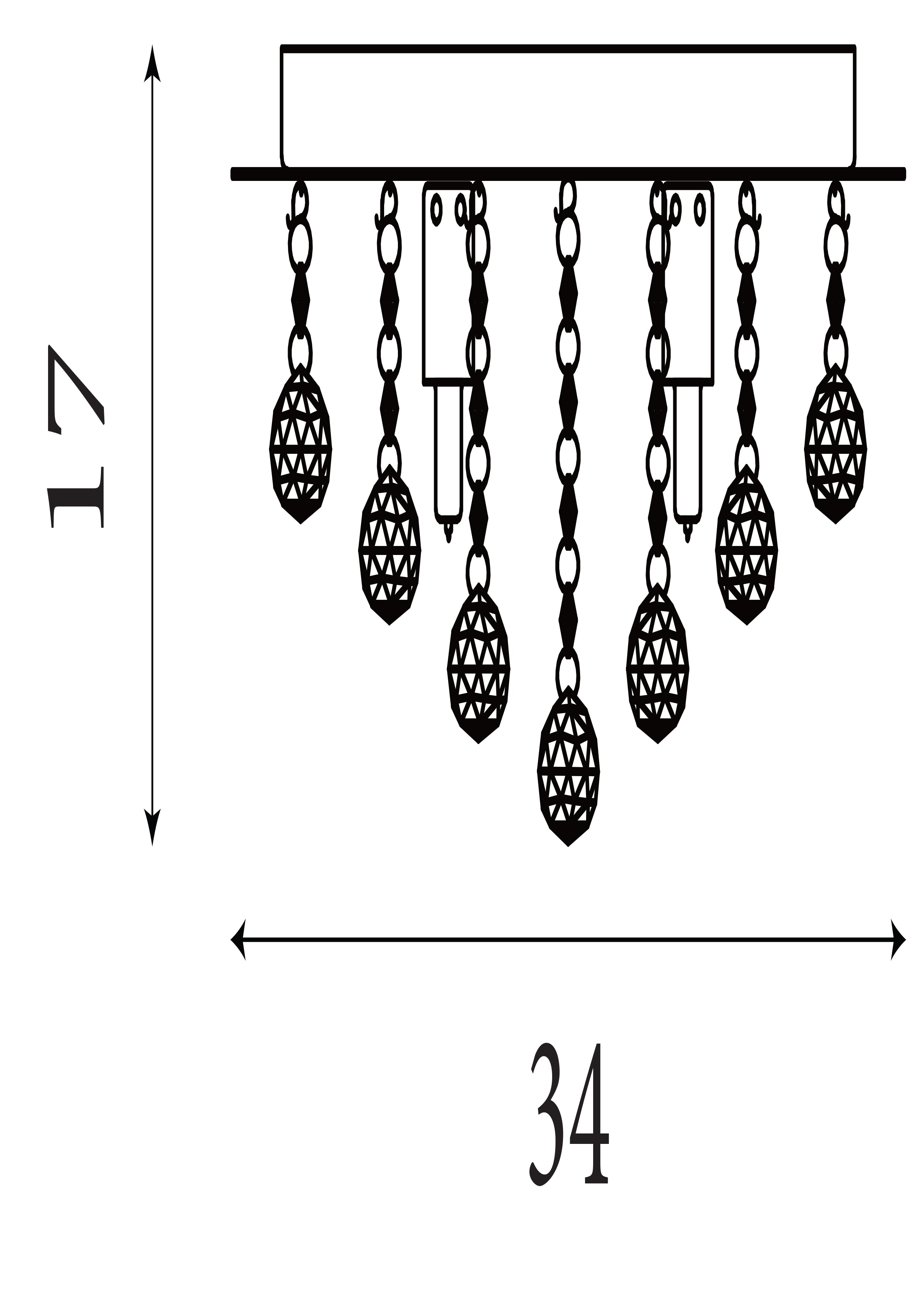 Searchlight Hampstead Chrome 4 Light Square Semi-Flush With Clear Facetted Crystal Balls