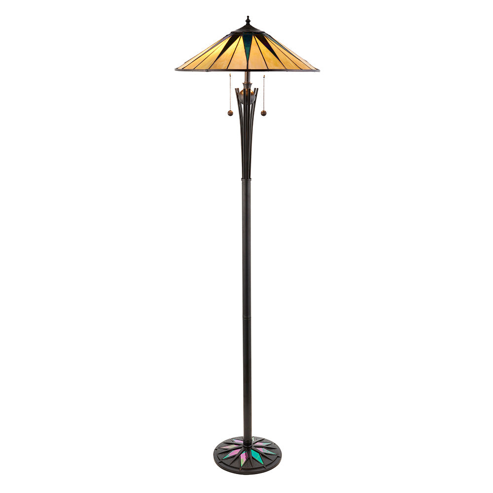 Interiors 1900 Dark Star Floor Lamp -Handcrafted Tiffany Style Glass