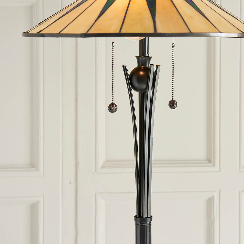 Interiors 1900 Dark Star Floor Lamp -Handcrafted Tiffany Style Glass