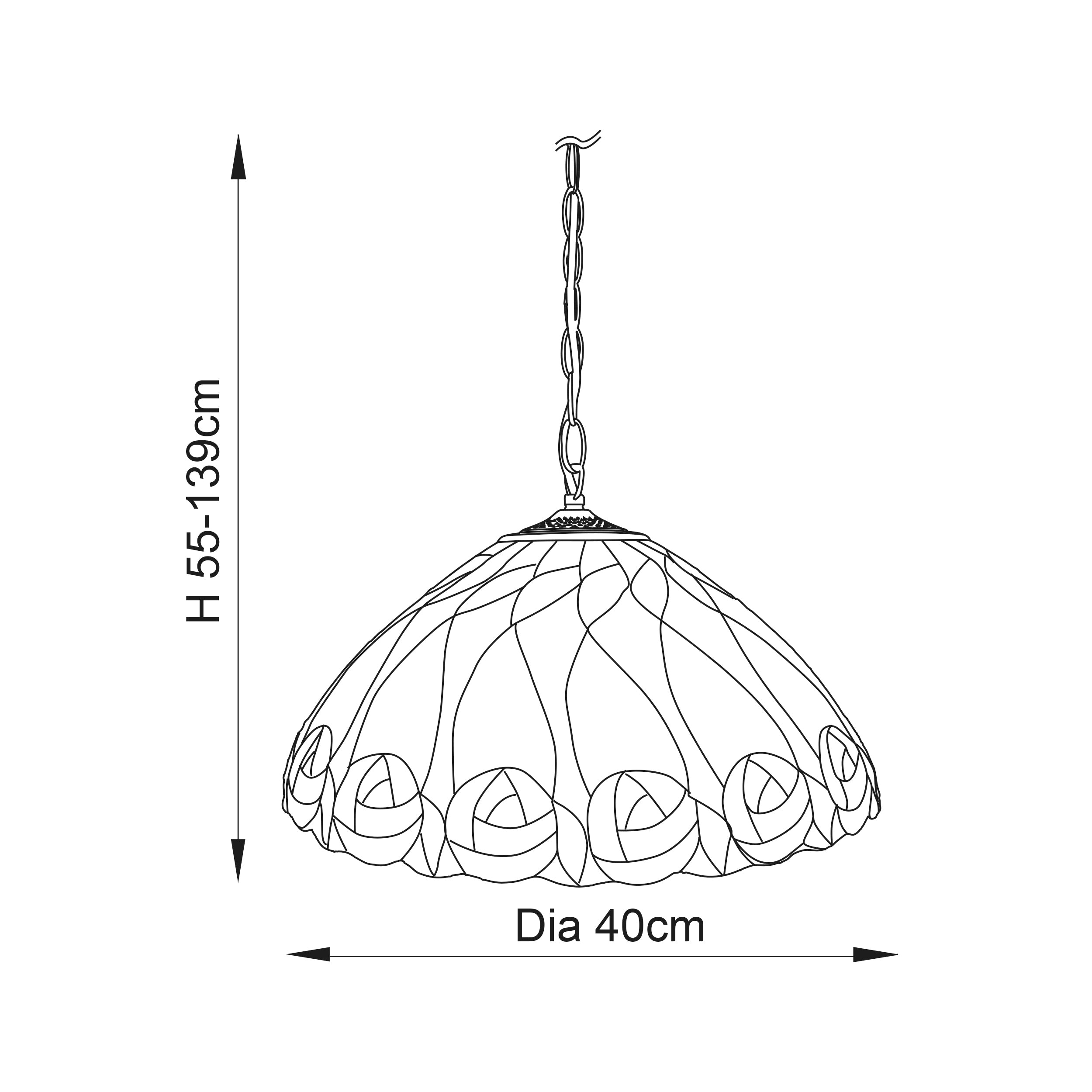 Interiors 1900 Hutchinson Medium Pendant - Handcrafted Tiffany Style Glass