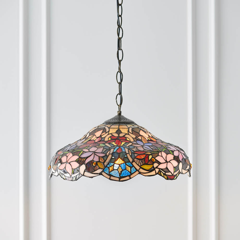 Interiors 1900 Sullivan Medium Pendant - Handcrafted Tiffany Style Glass