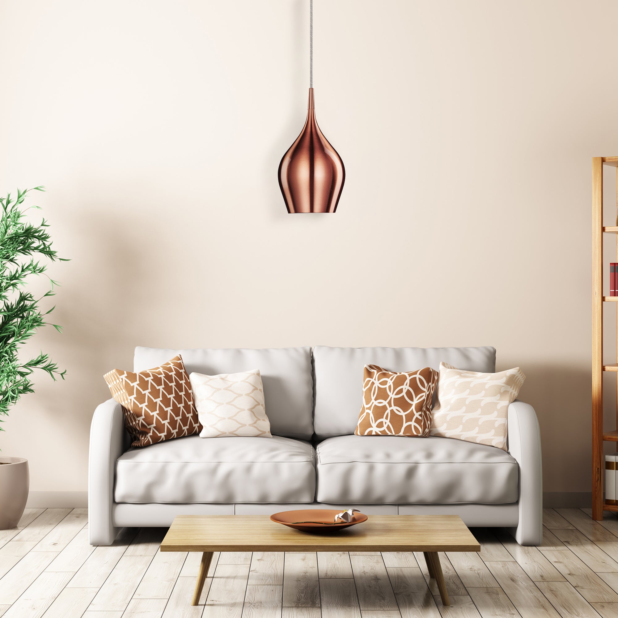 Searchlight Vulcan Single Copper Pendant - Diameter 12cm