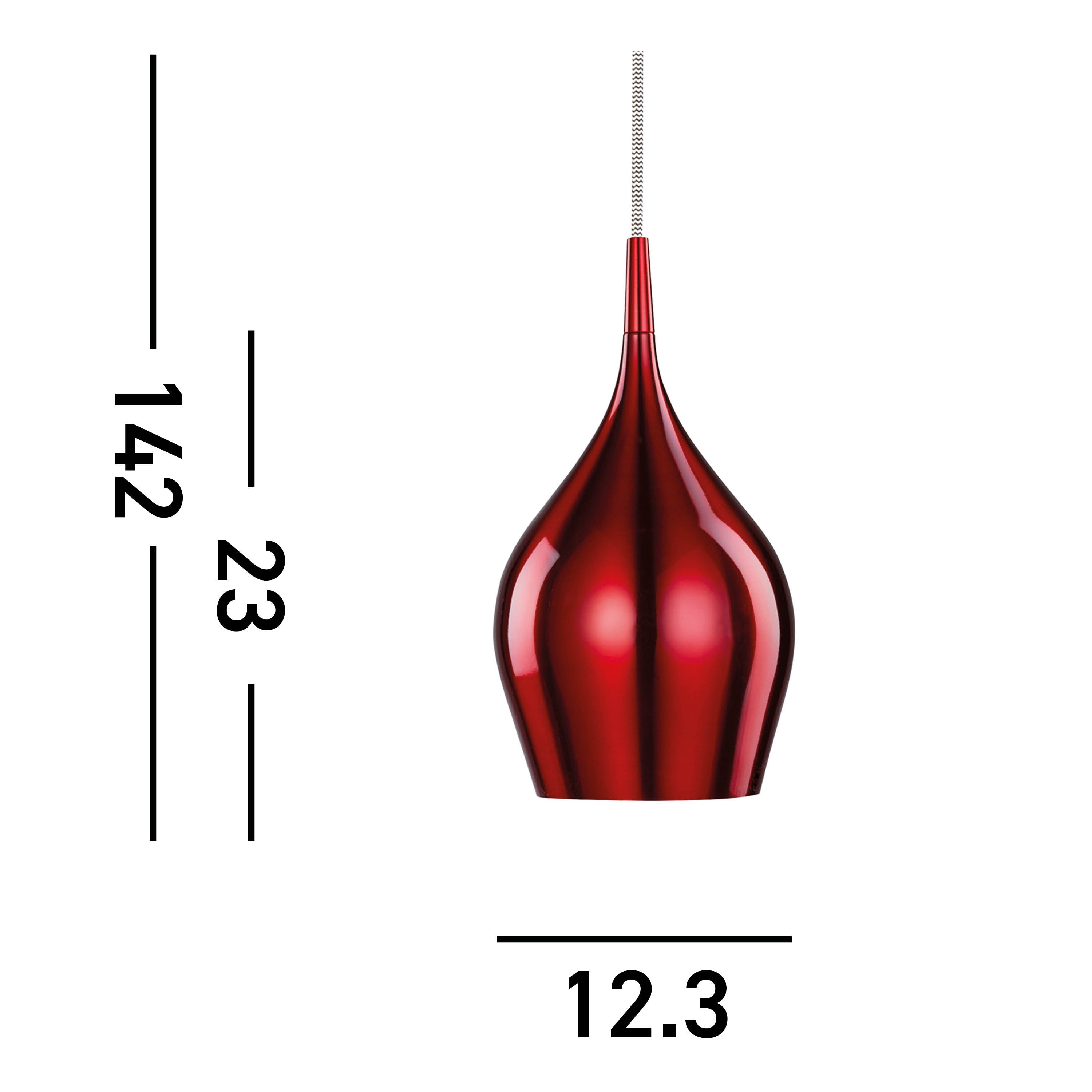 Searchlight Vulcan Single Red Pendant - Diameter 12cm