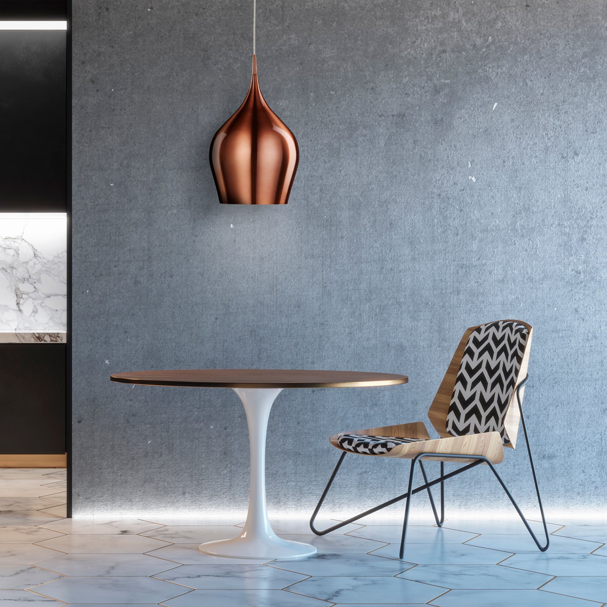 Searchlight Vulcan Single Copper Pendant - Diameter 26cm