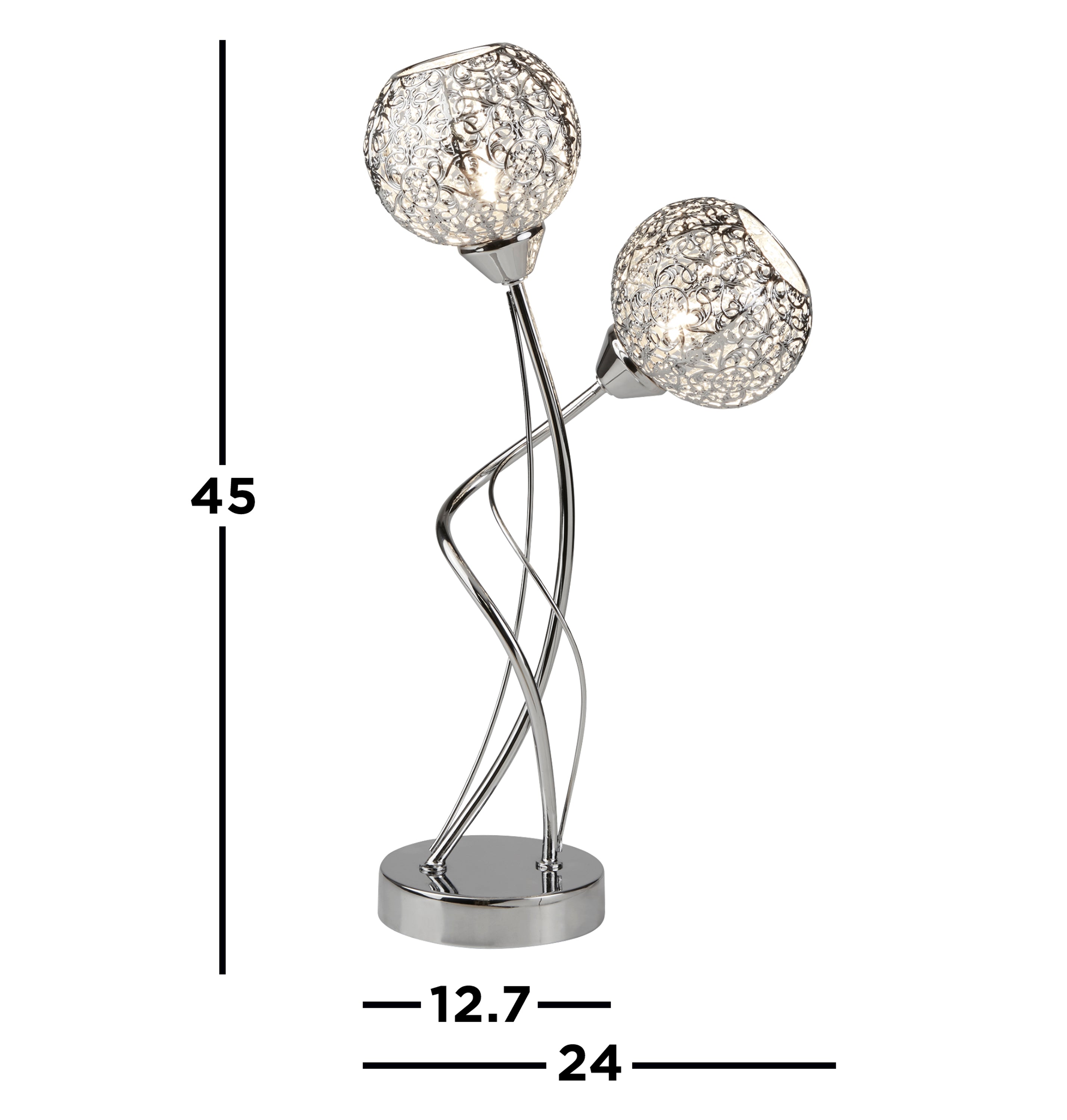 Searchlight Smithdown 2 Light Table Lamp - Chrome & Laser Cut Shades