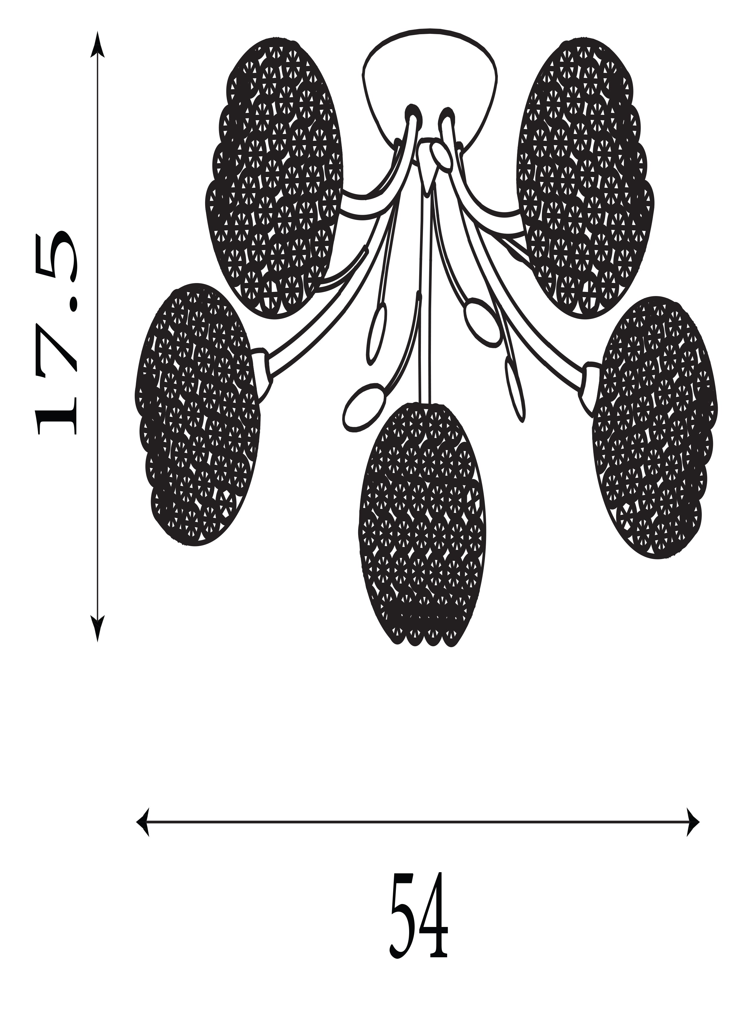 Searchlight Bay II 5 Light Ceiling Semi-Flush - Chrome & Clear Glass Deco Shade