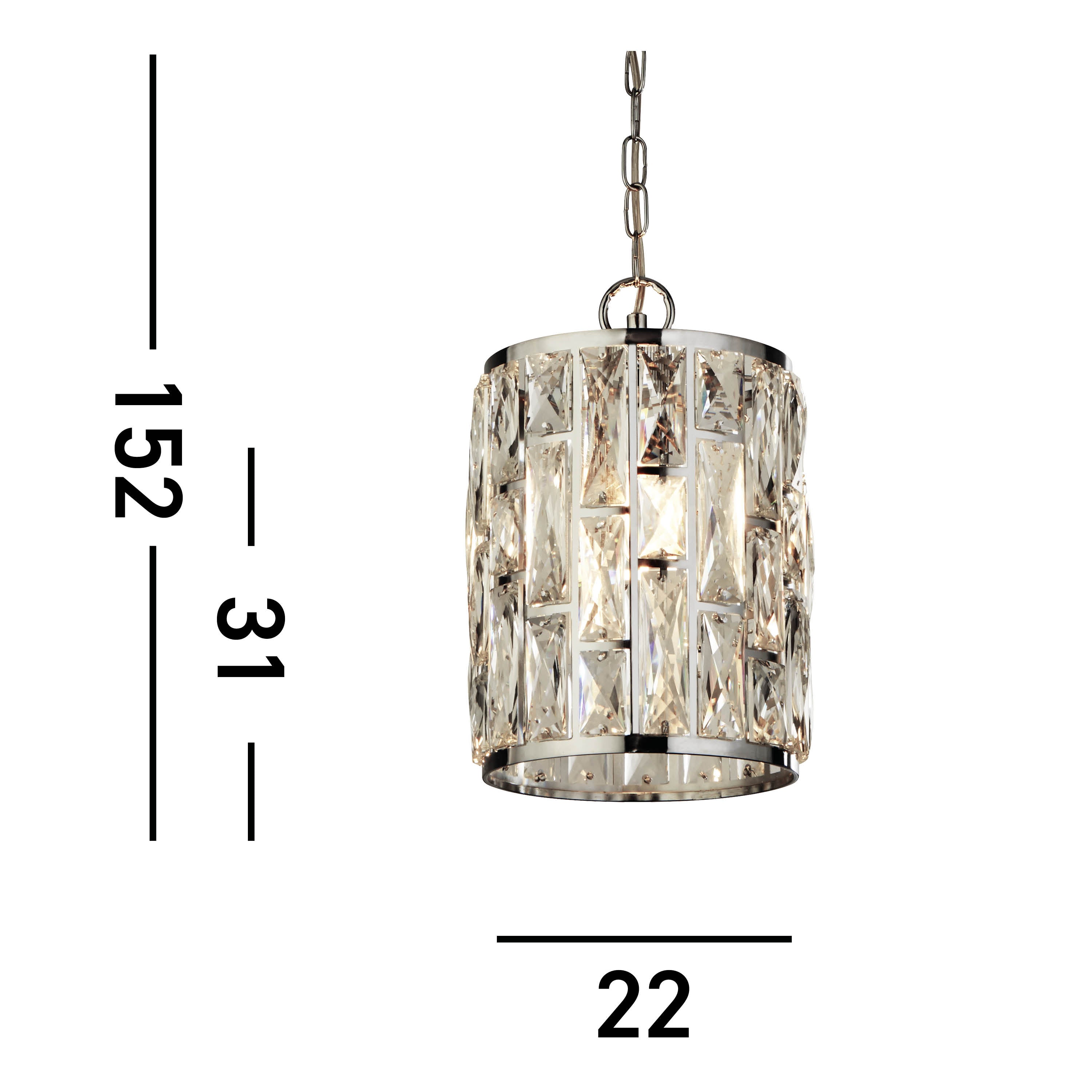 Searchlight Becket Pendant - Chrome & Crystal Glass