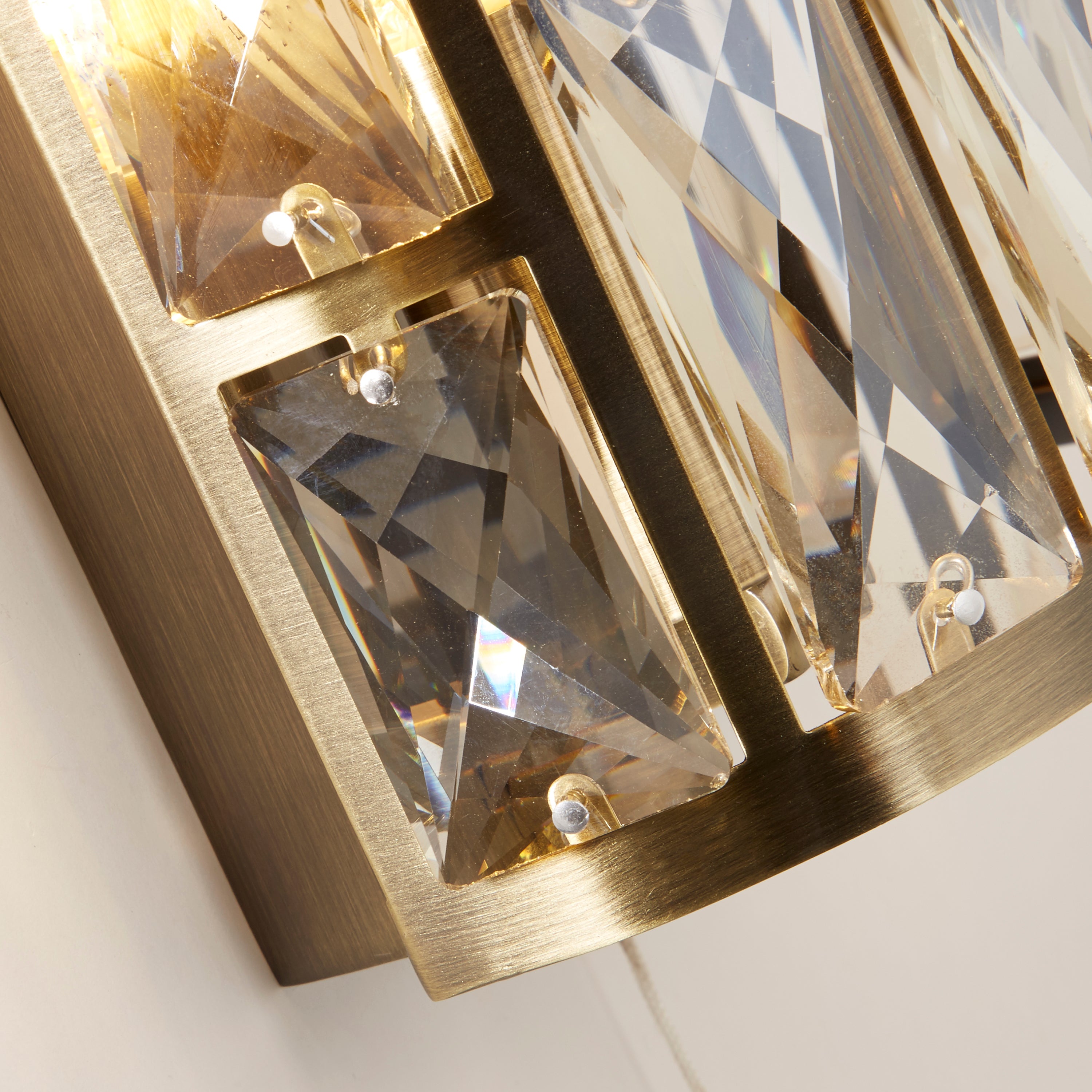 Searchlight Becket 2 Light Wall Light - Antique Brass & Champagne Glass