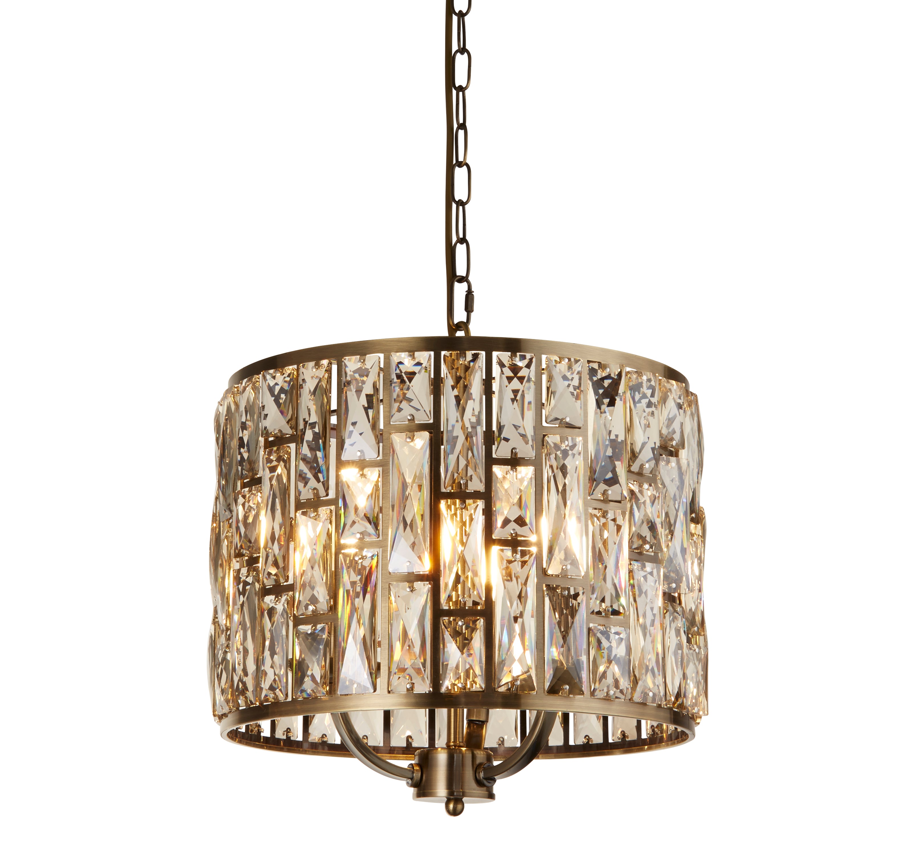Searchlight Becket 3 Light Pendant - Antique Brass & Champagne Glass