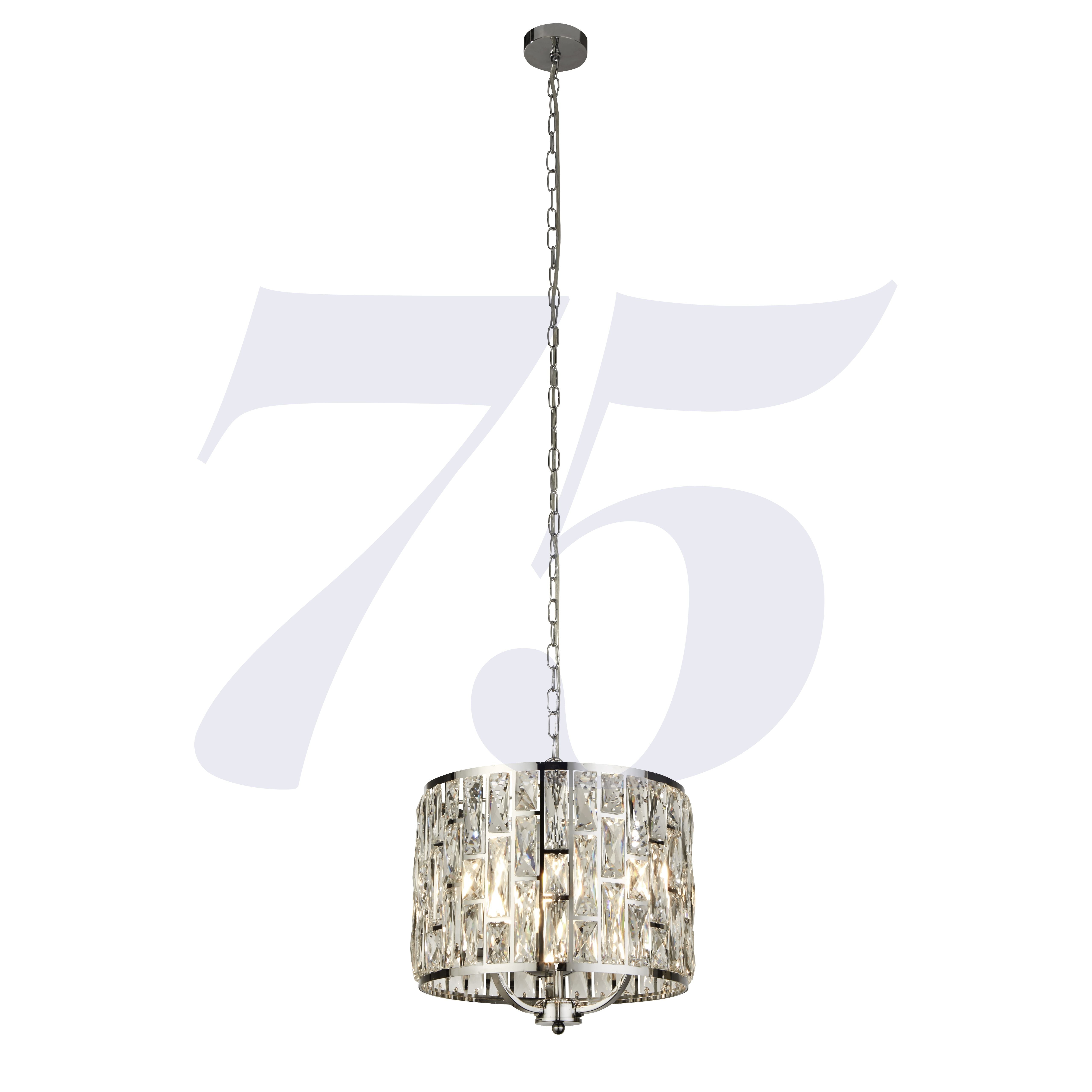 Searchlight Becket 3 Light Ceiling Pendant - Chrome & Crystal Glass
