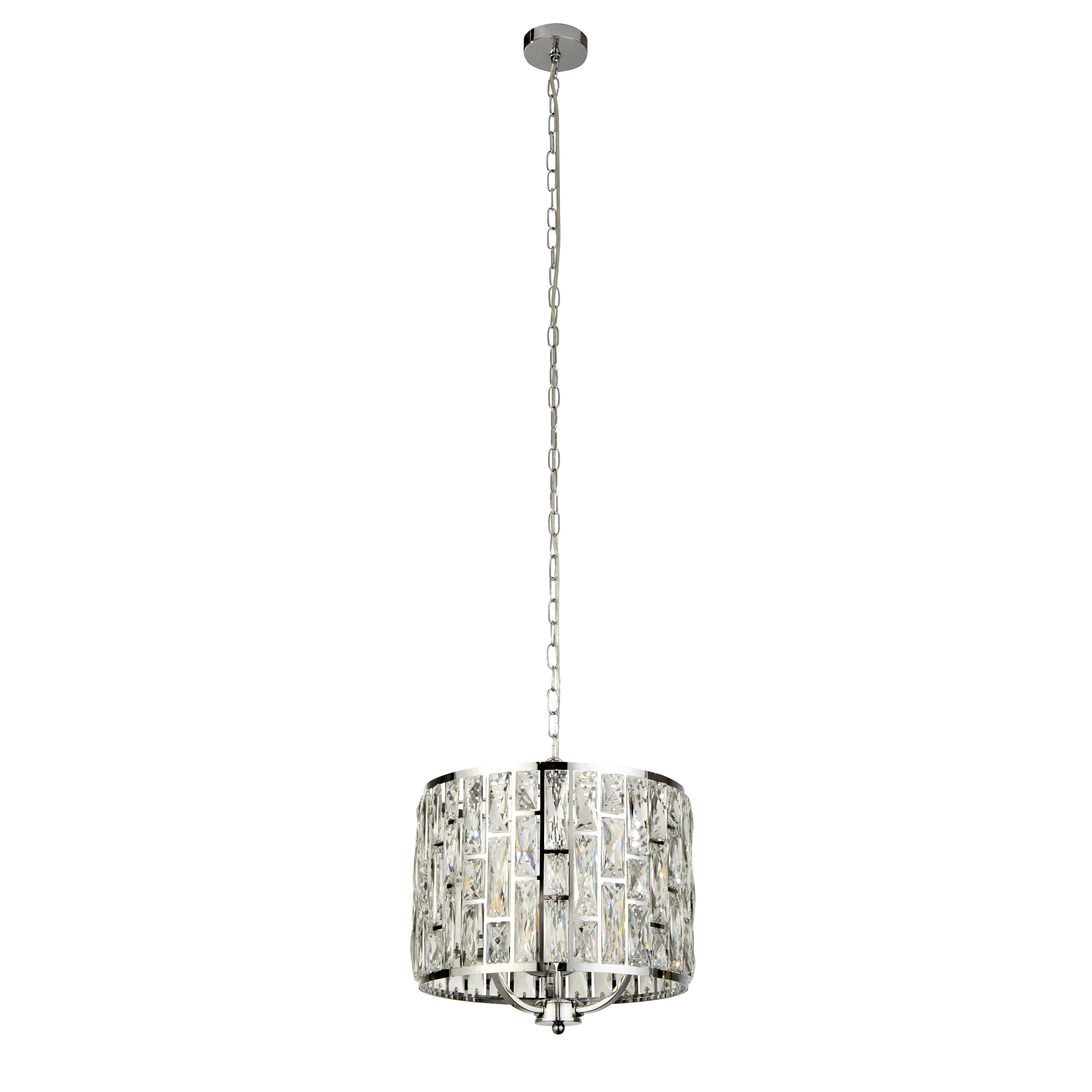 Searchlight Becket 3 Light Ceiling Pendant - Chrome & Crystal Glass