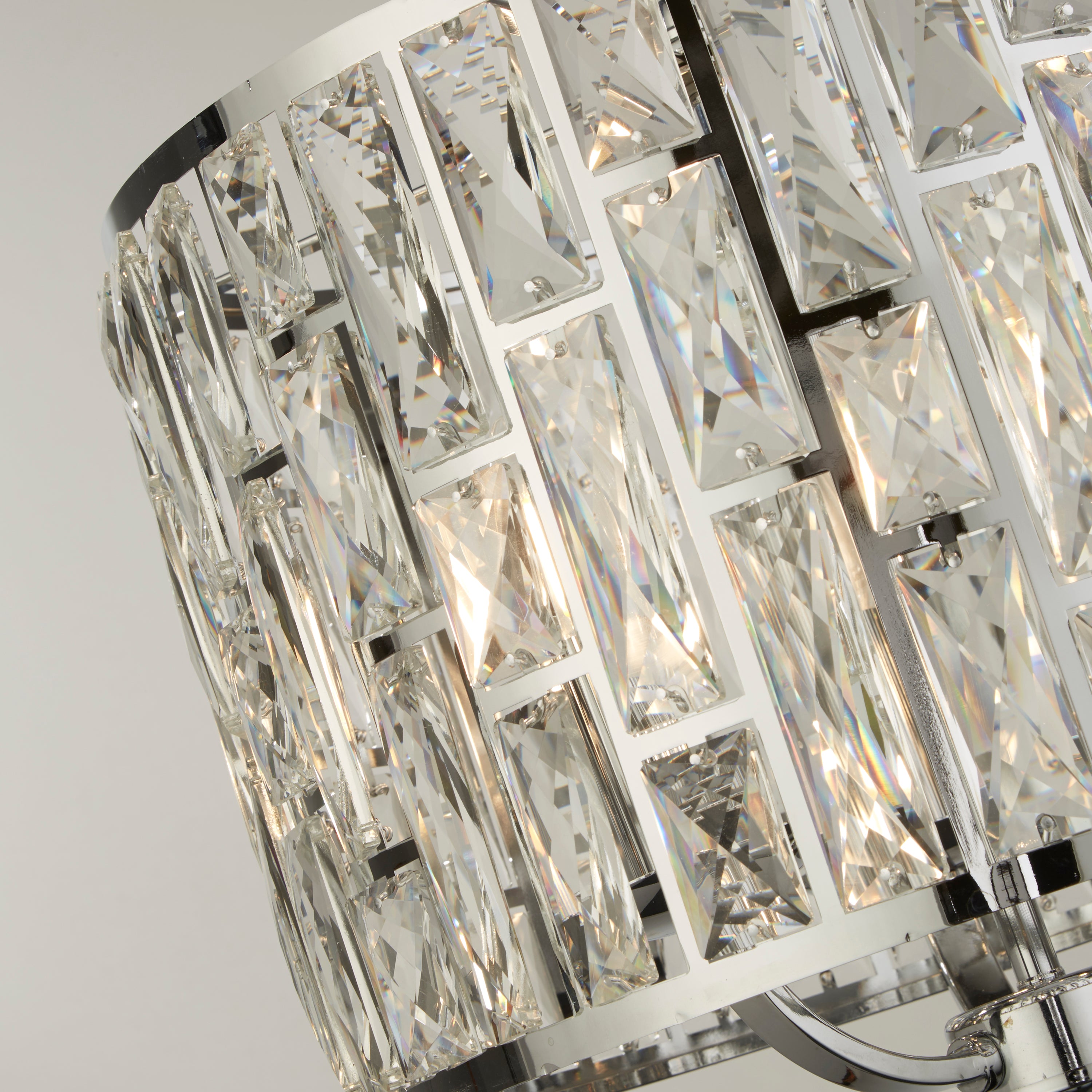 Searchlight Becket 3 Light Ceiling Pendant - Chrome & Crystal Glass