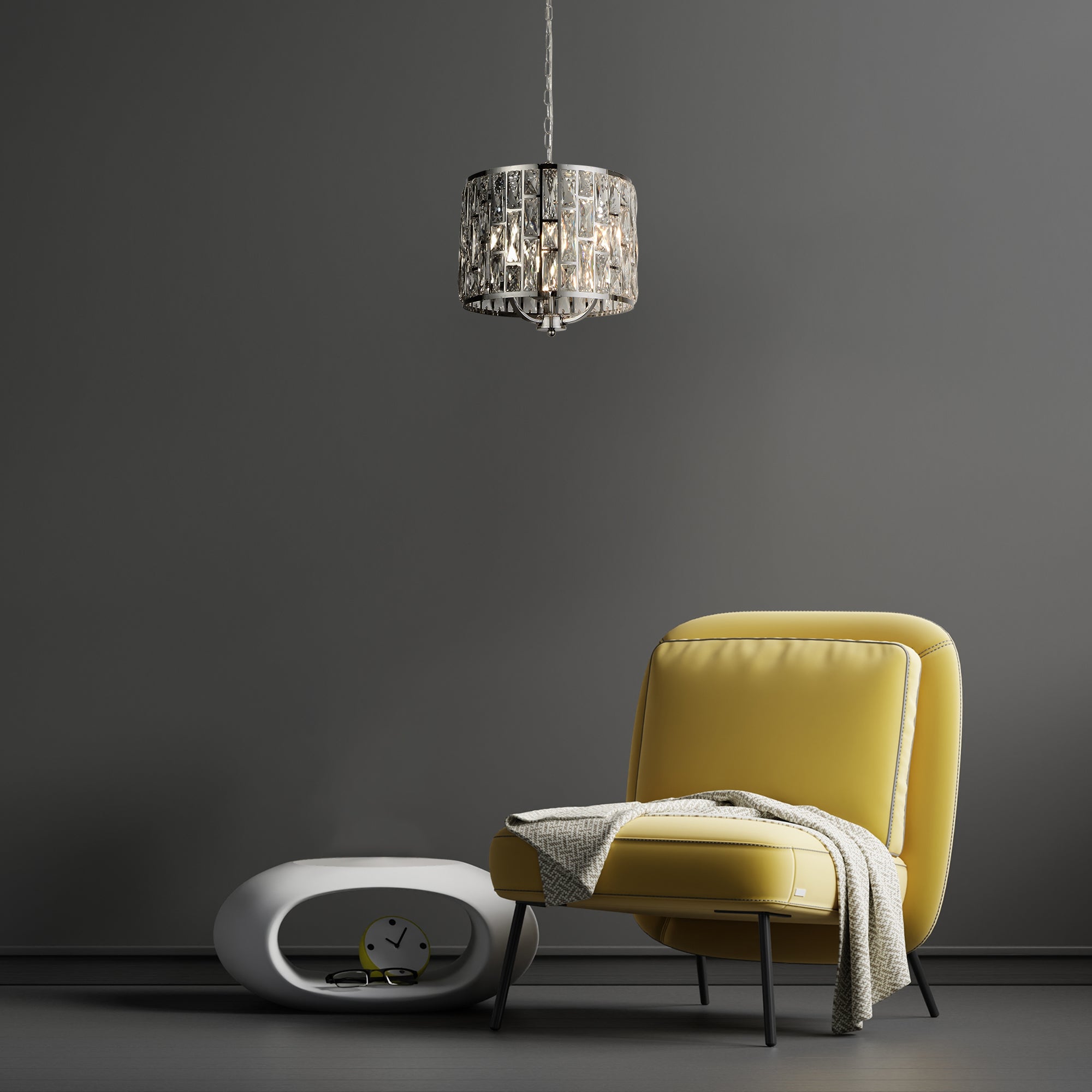 Searchlight Becket 3 Light Ceiling Pendant - Chrome & Crystal Glass