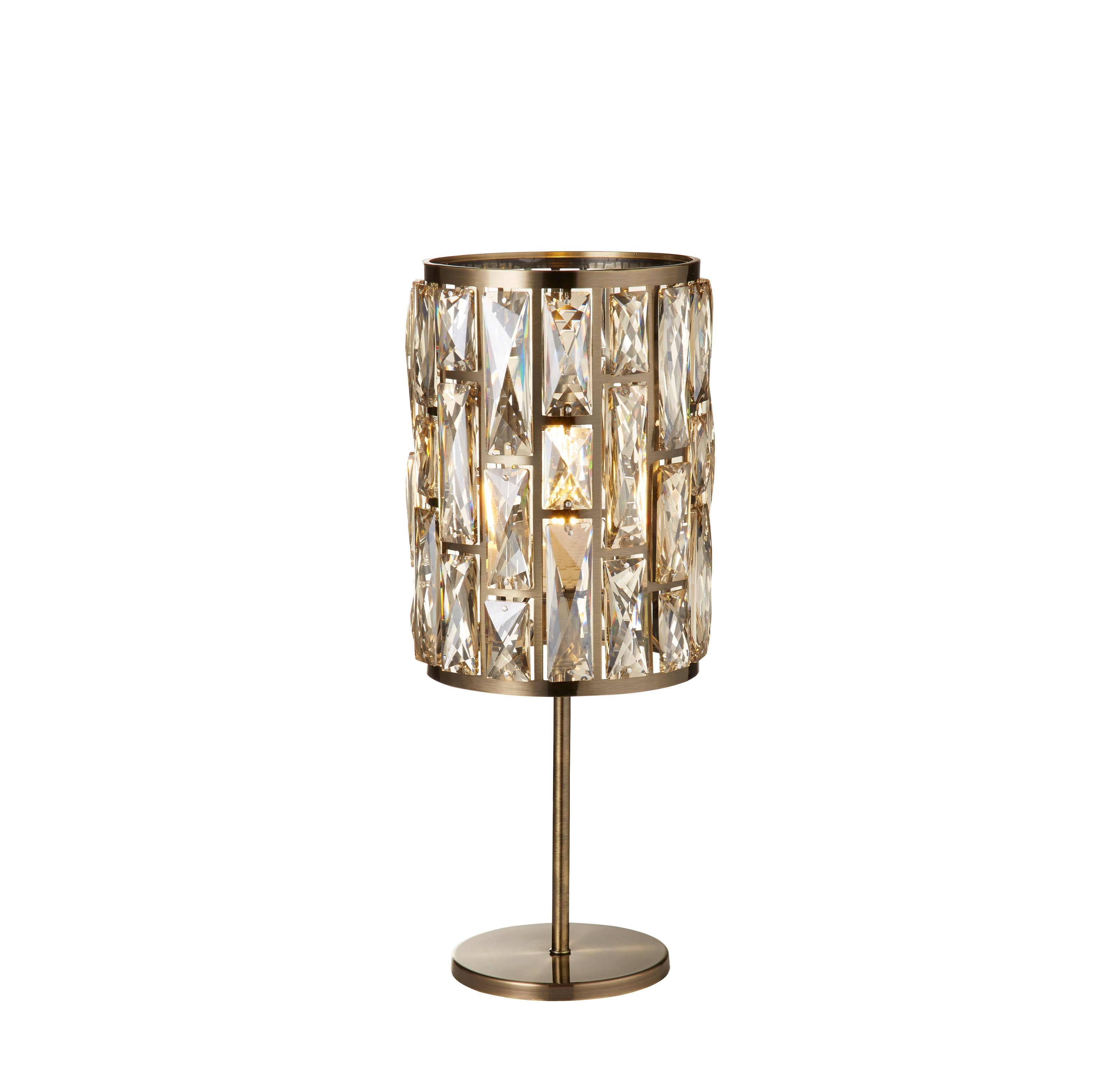 Searchlight Becket Table Lamp - Antique Brass & Champagne Glass