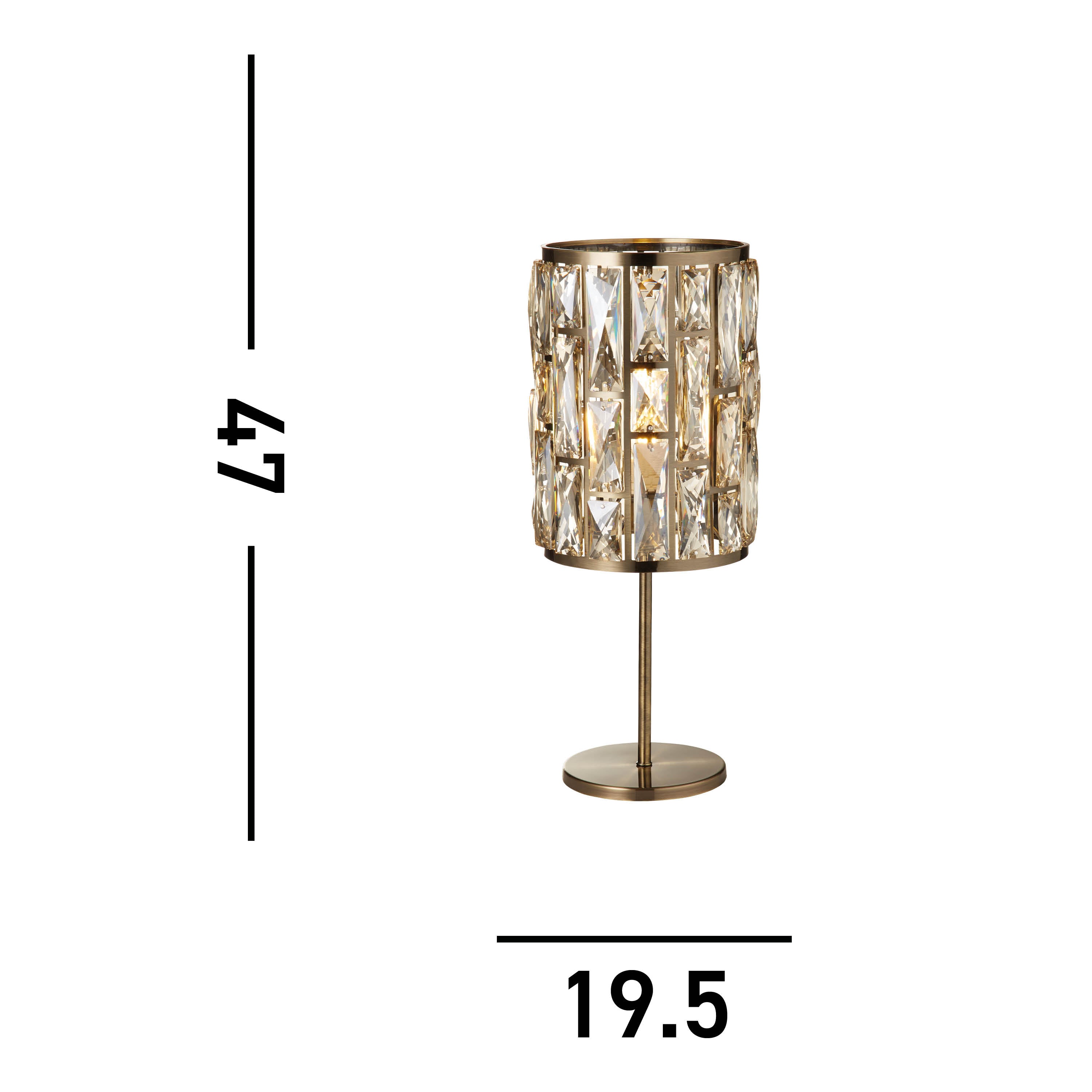 Searchlight Becket Table Lamp - Antique Brass & Champagne Glass