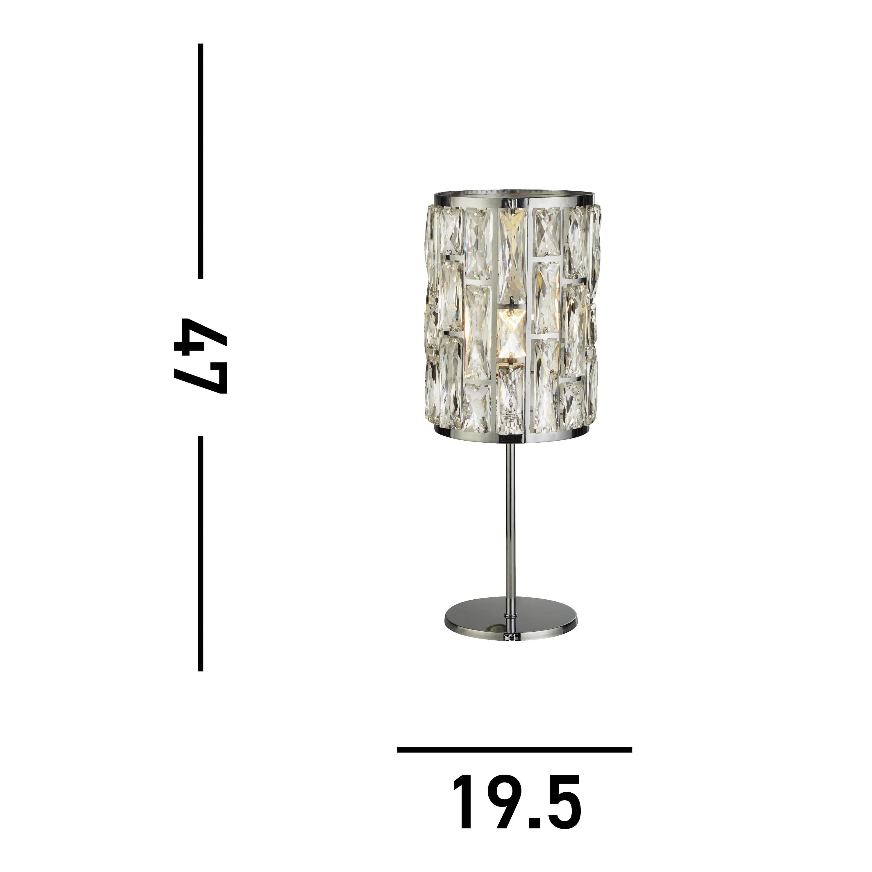 Searchlight Becket Table Lamp - Chrome & Crystal Glass