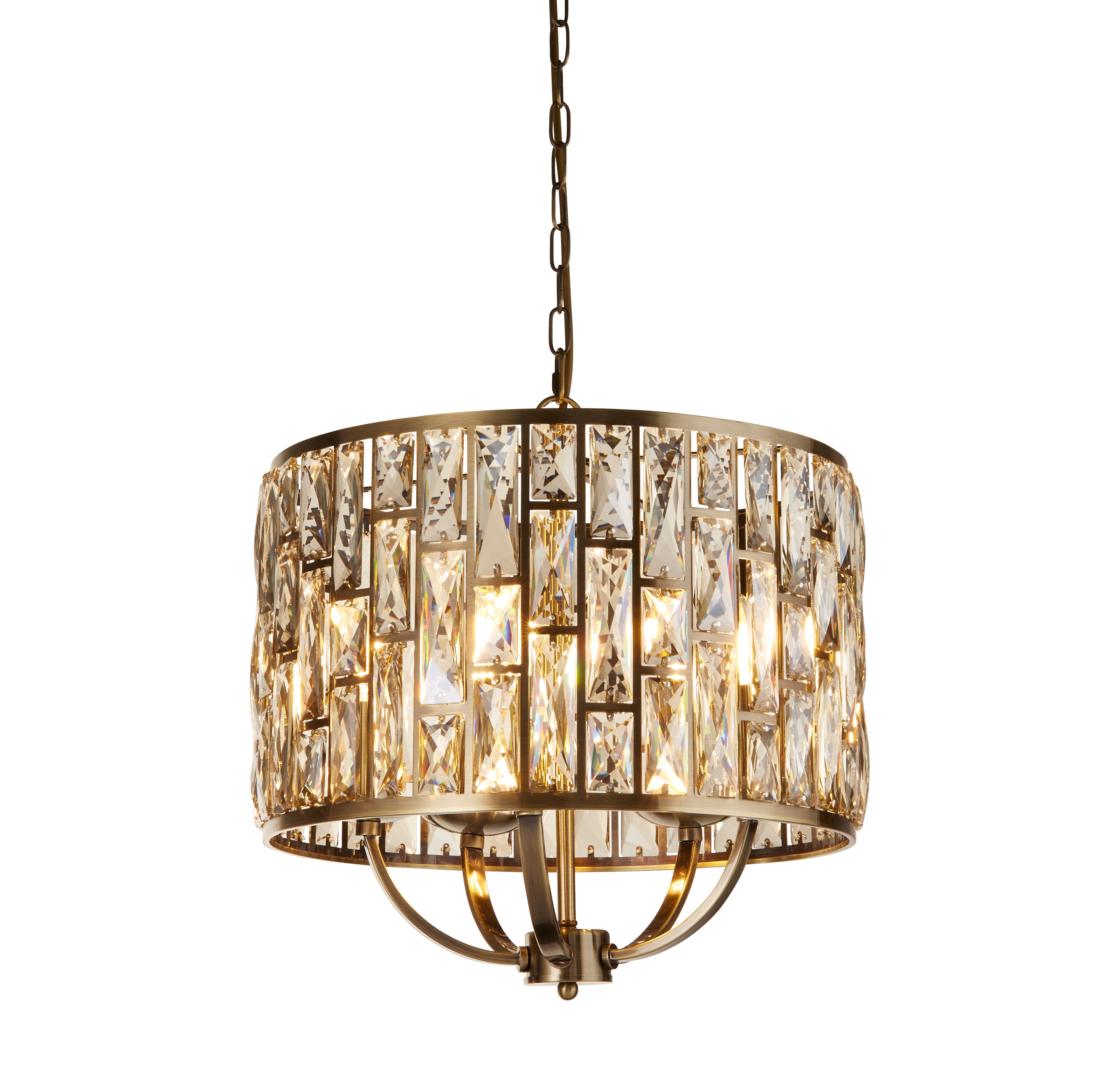Searchlight Becket 5 Light Pendant - Antique Brass & Champagne Glass