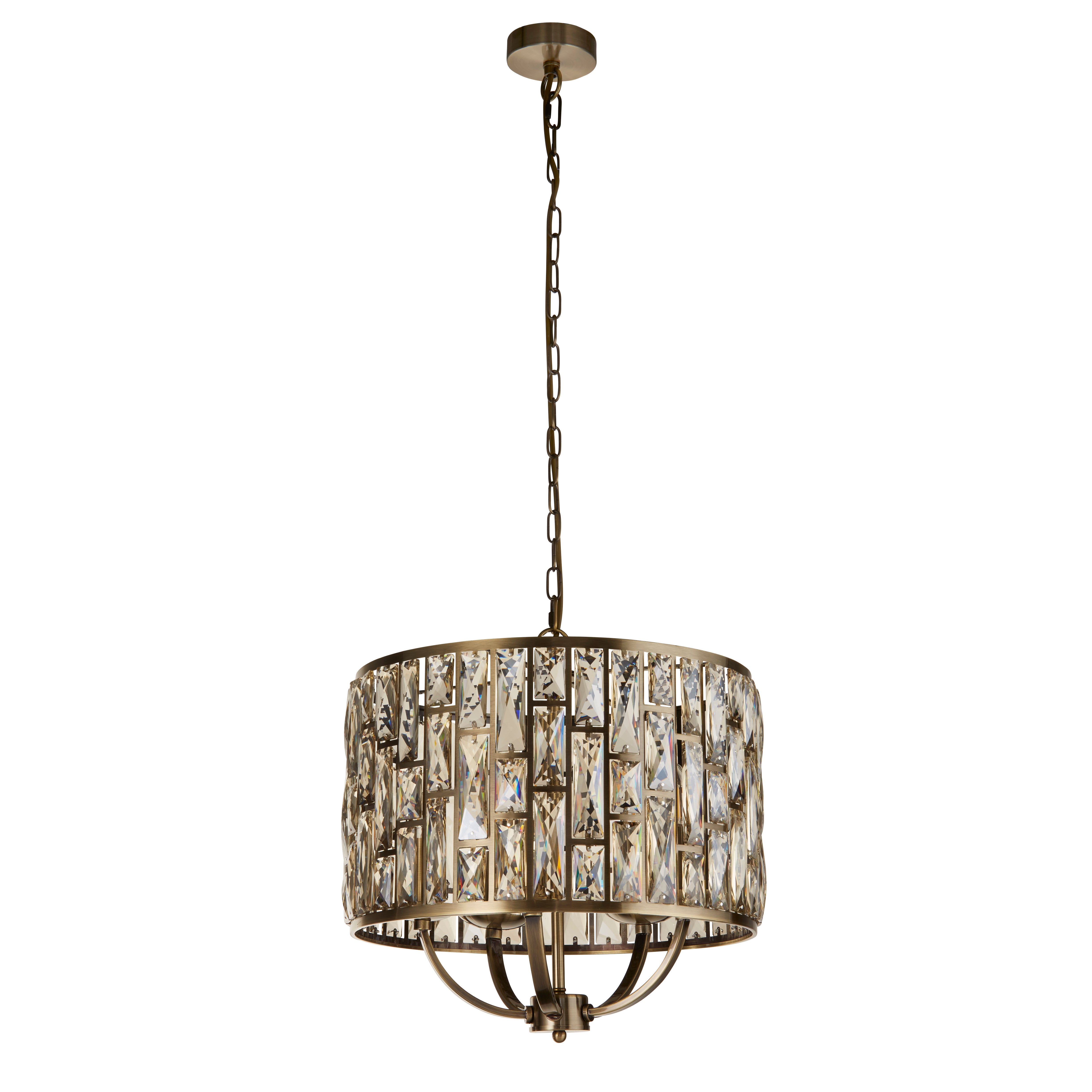 Searchlight Becket 5 Light Pendant - Antique Brass & Champagne Glass