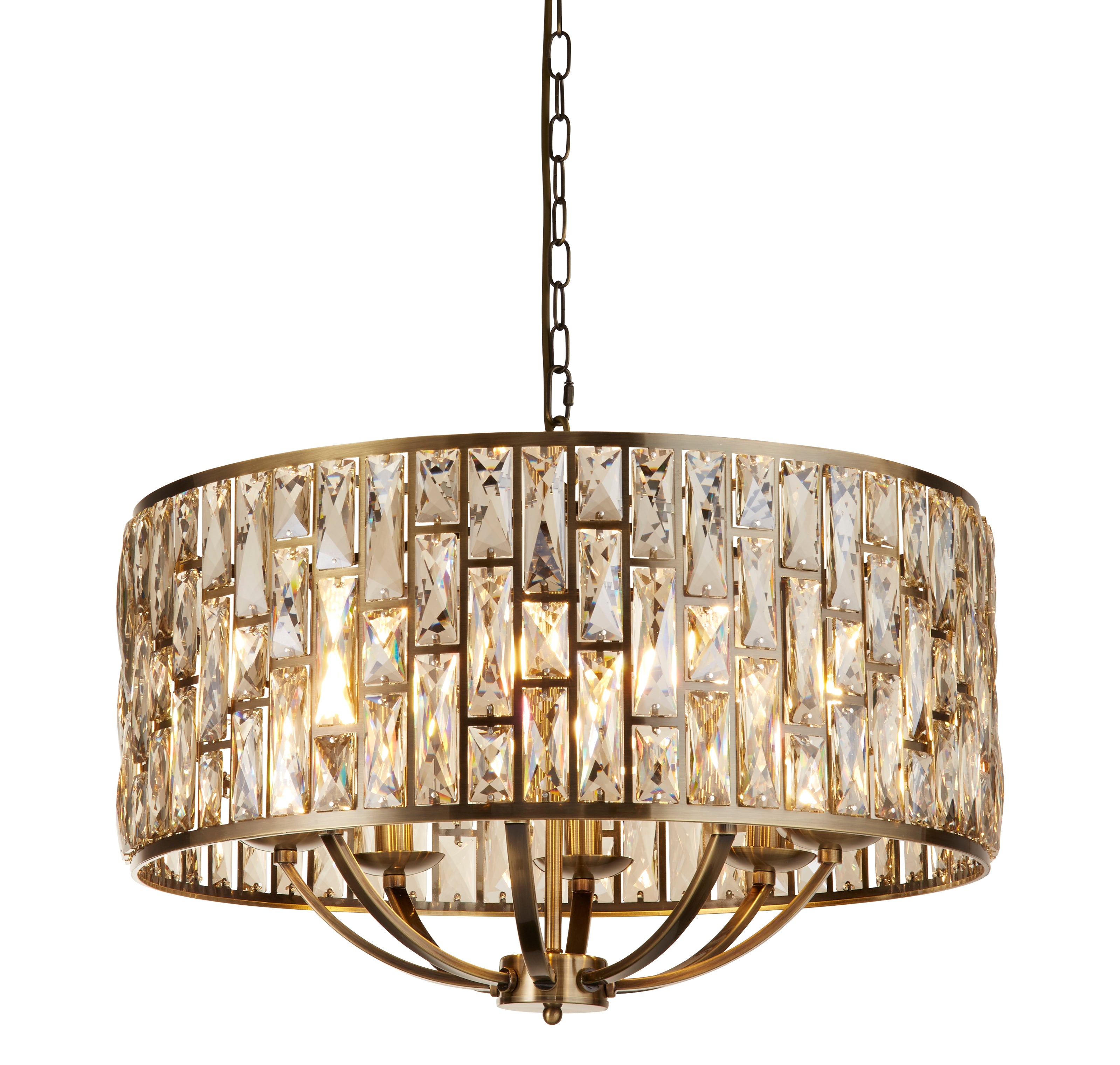 Searchlight Becket 8 Light Pendant - Antique Brass & Champagne Glass