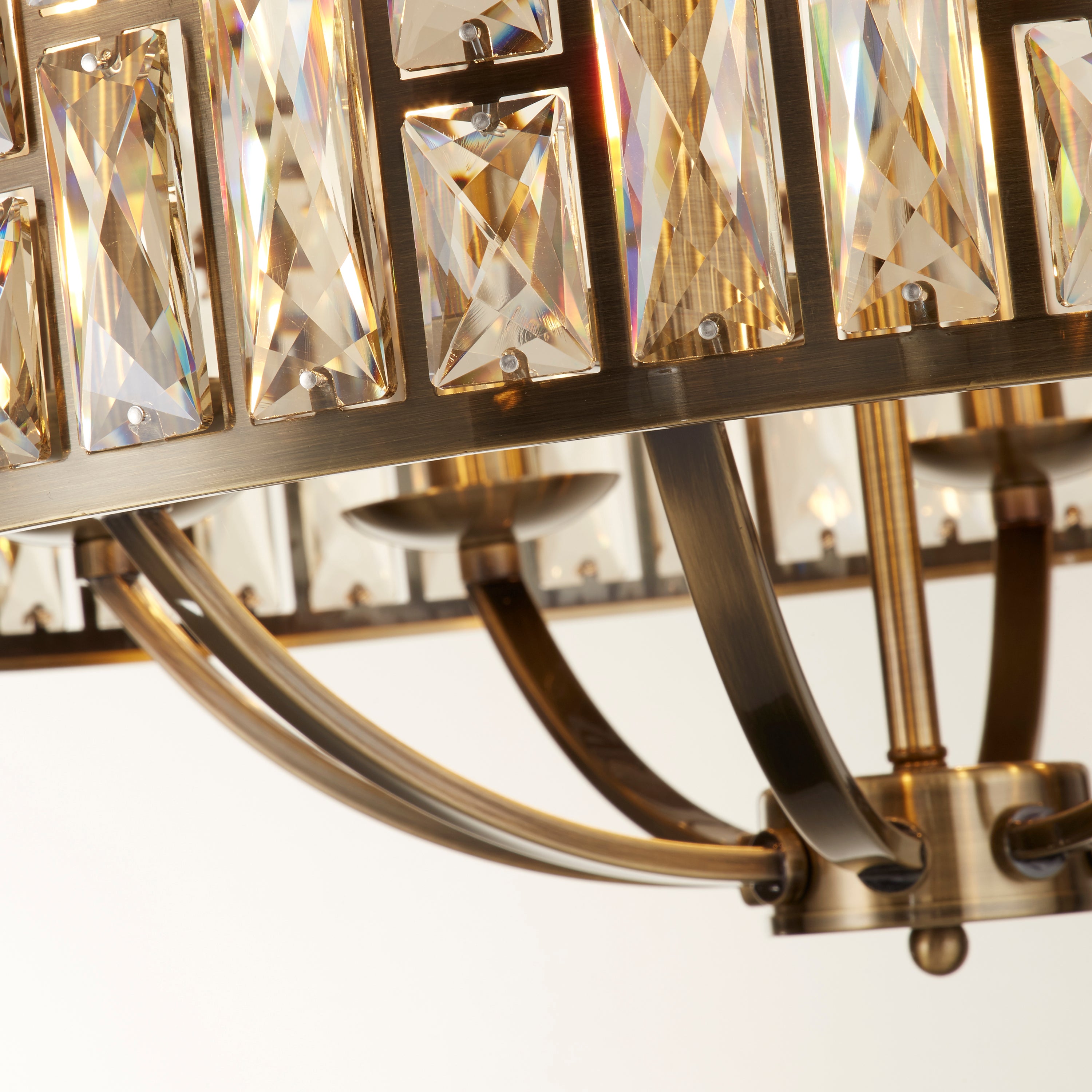 Searchlight Becket 8 Light Pendant - Antique Brass & Champagne Glass