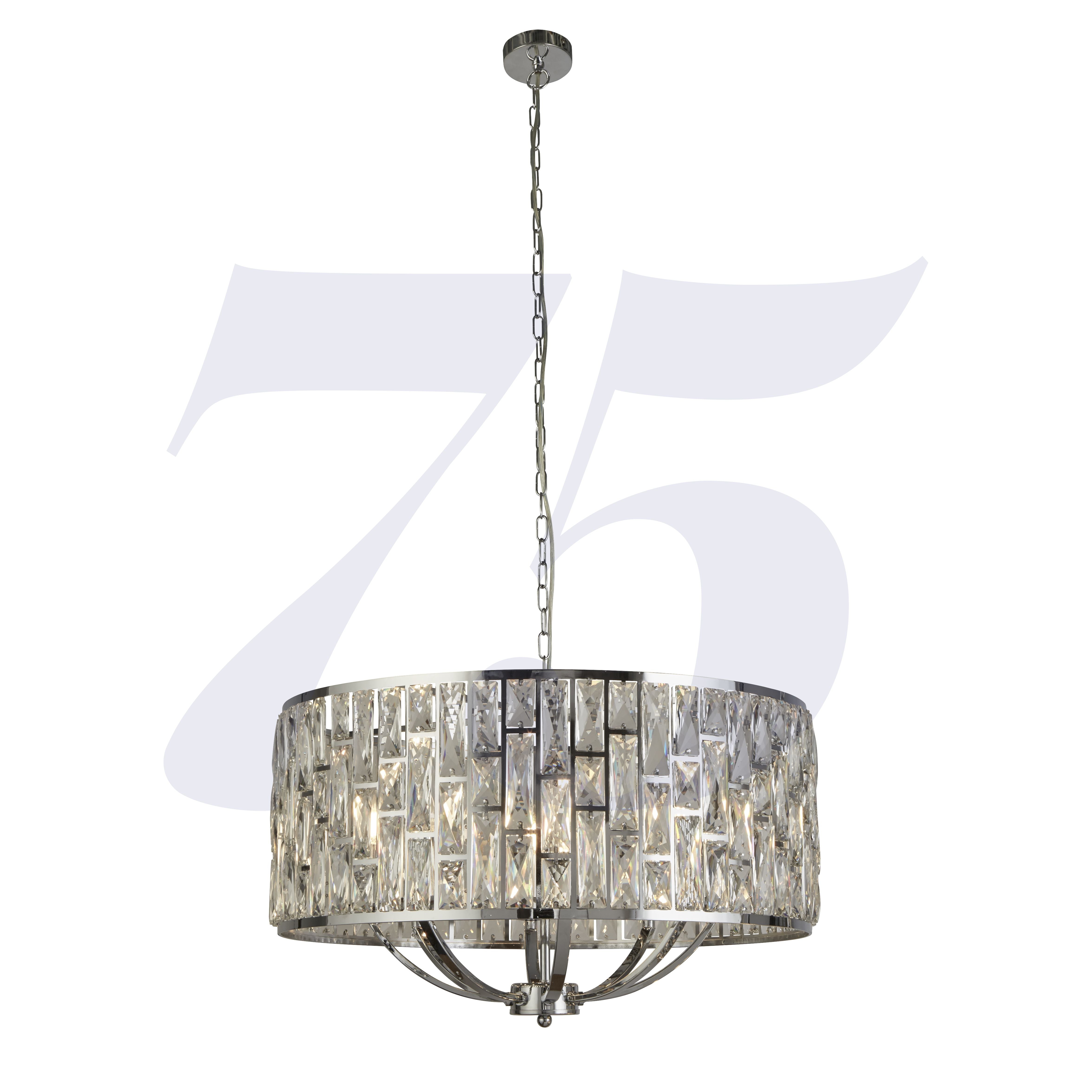 Searchlight Becket 8 Light Ceiling Pendant - Chrome & Crystal Glass