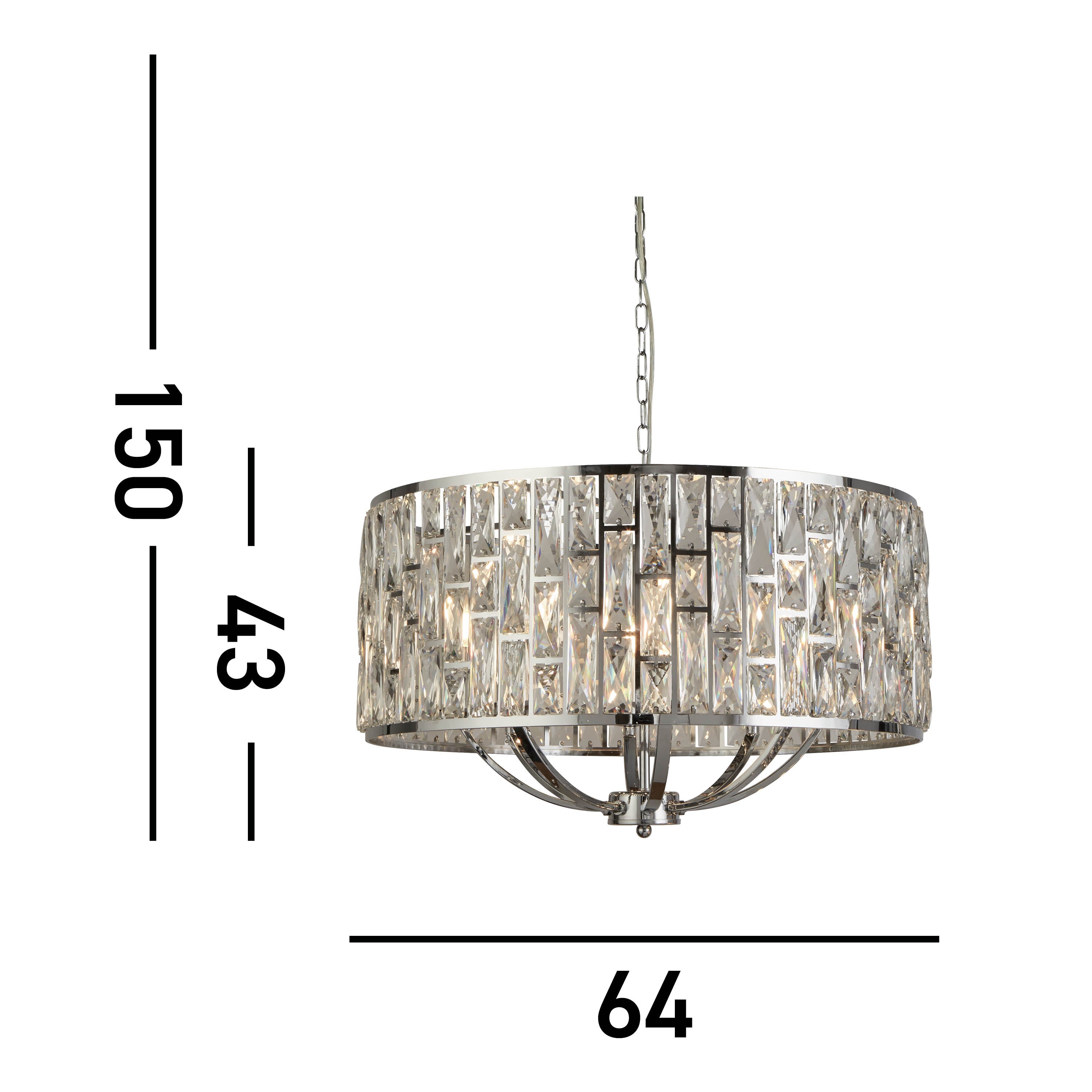 Searchlight Becket 8 Light Ceiling Pendant - Chrome & Crystal Glass