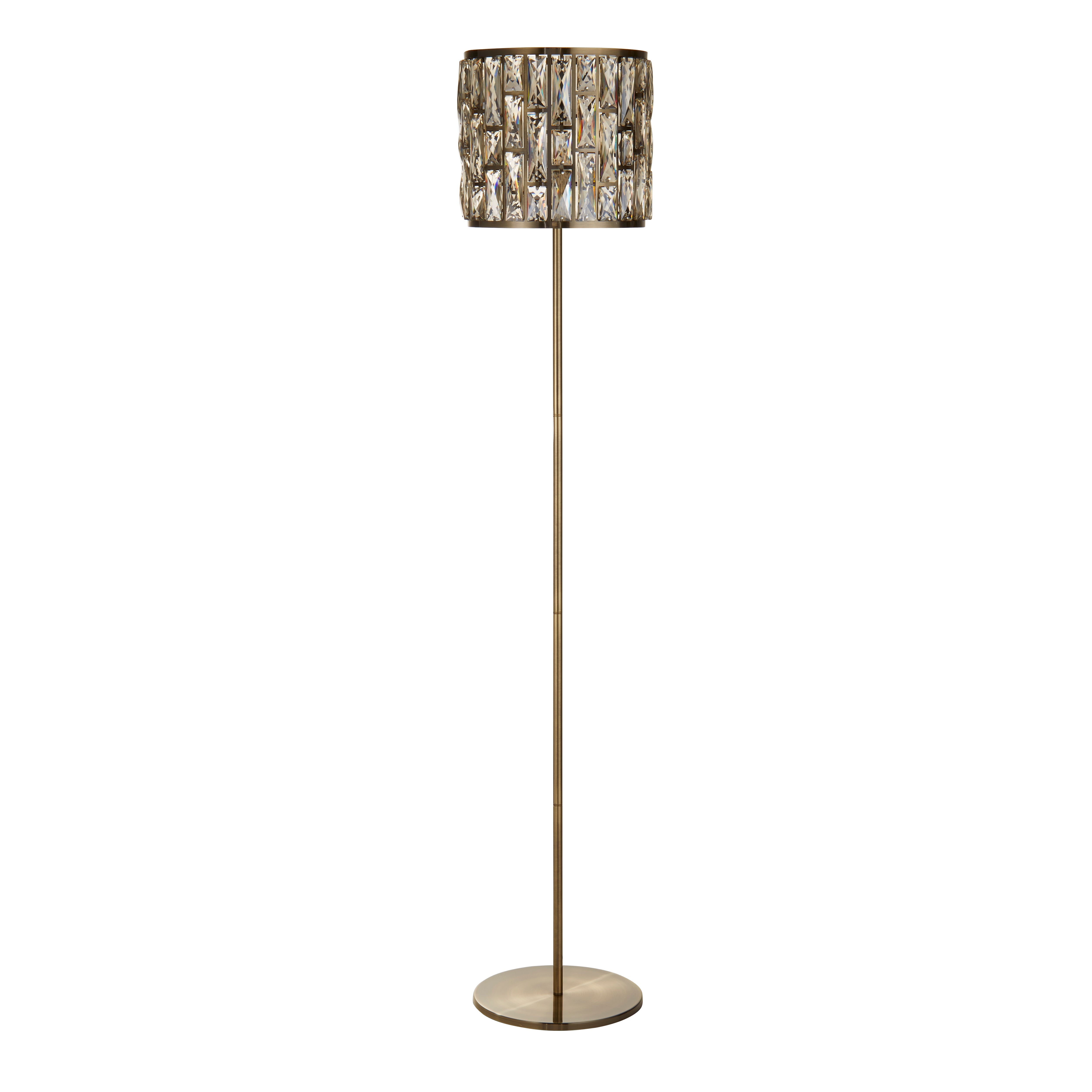 Searchlight Becket Floor Lamp - Antique Brass & Champagne Glass