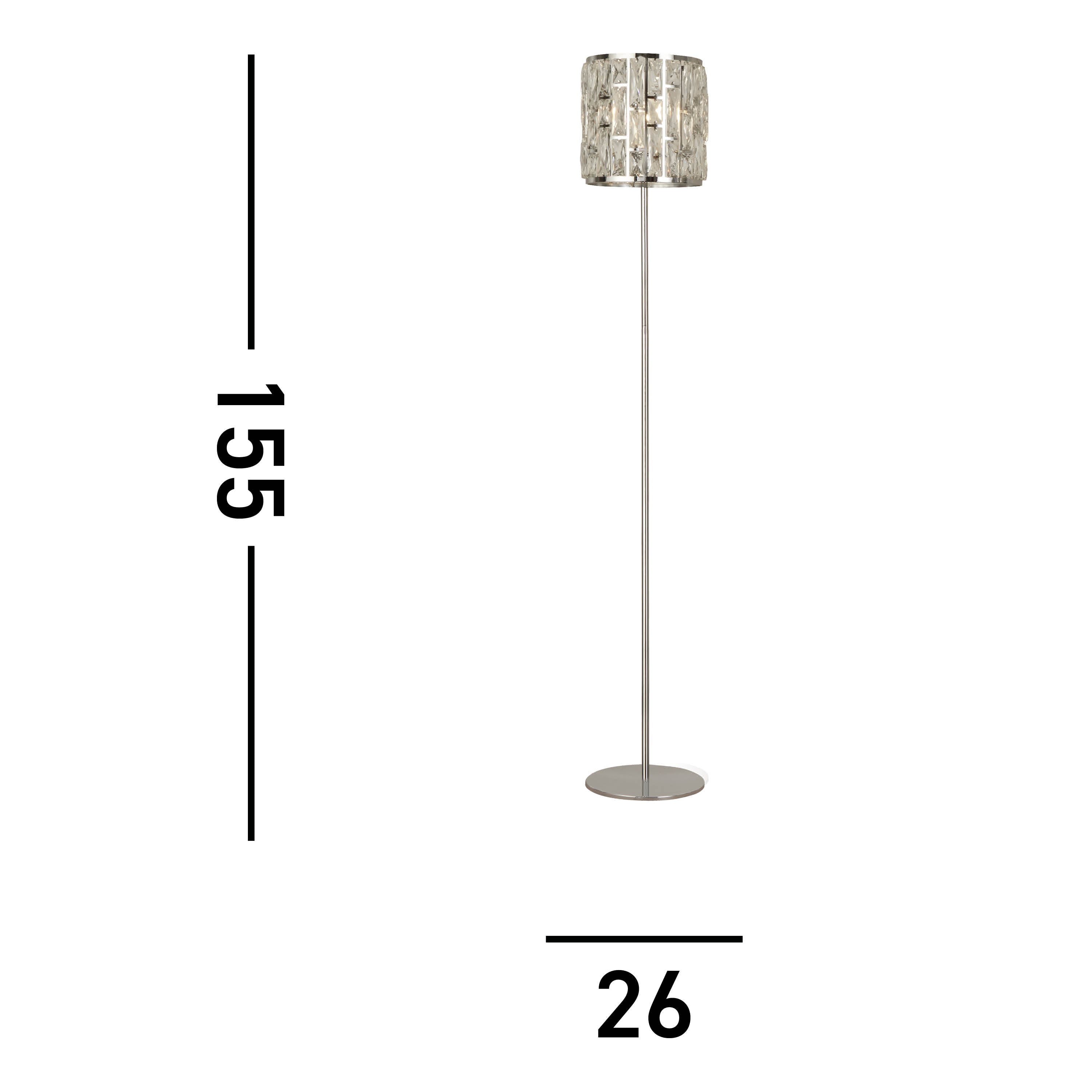 Searchlight Becket Floor Lamp - Chrome & Crystal Glass