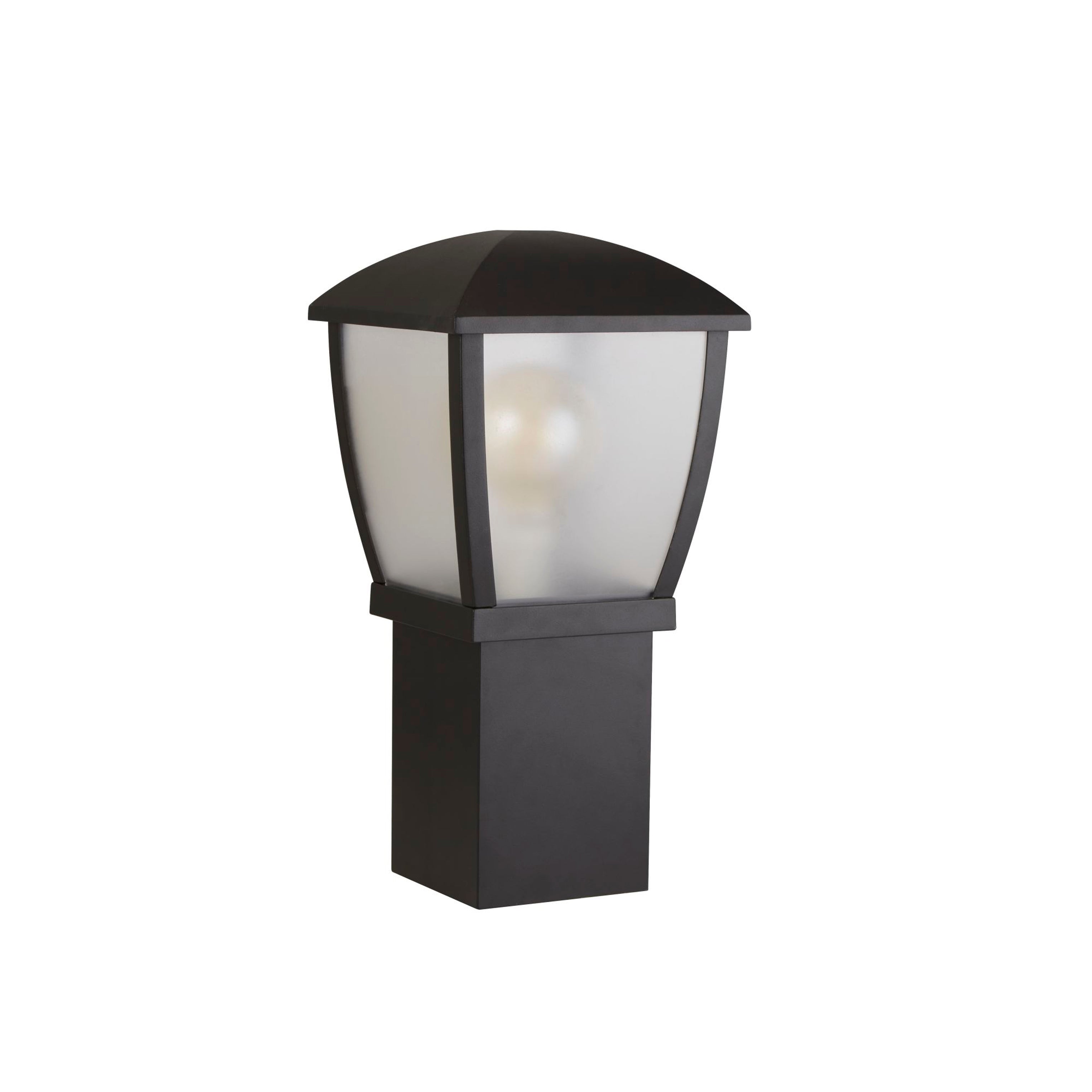 Searchlight Sefton 450mm Outdoor Post - Black & Clear Frosted Panels - IP44