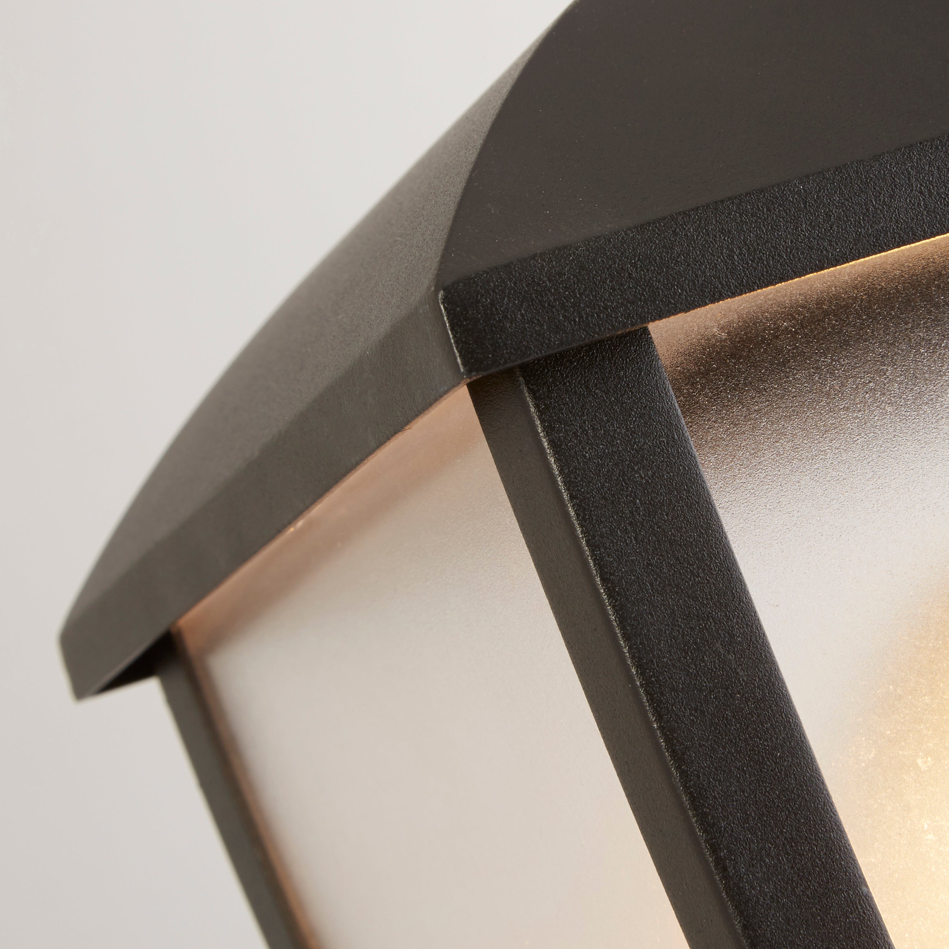 Searchlight Sefton 450mm Outdoor Post - Black & Clear Frosted Panels - IP44