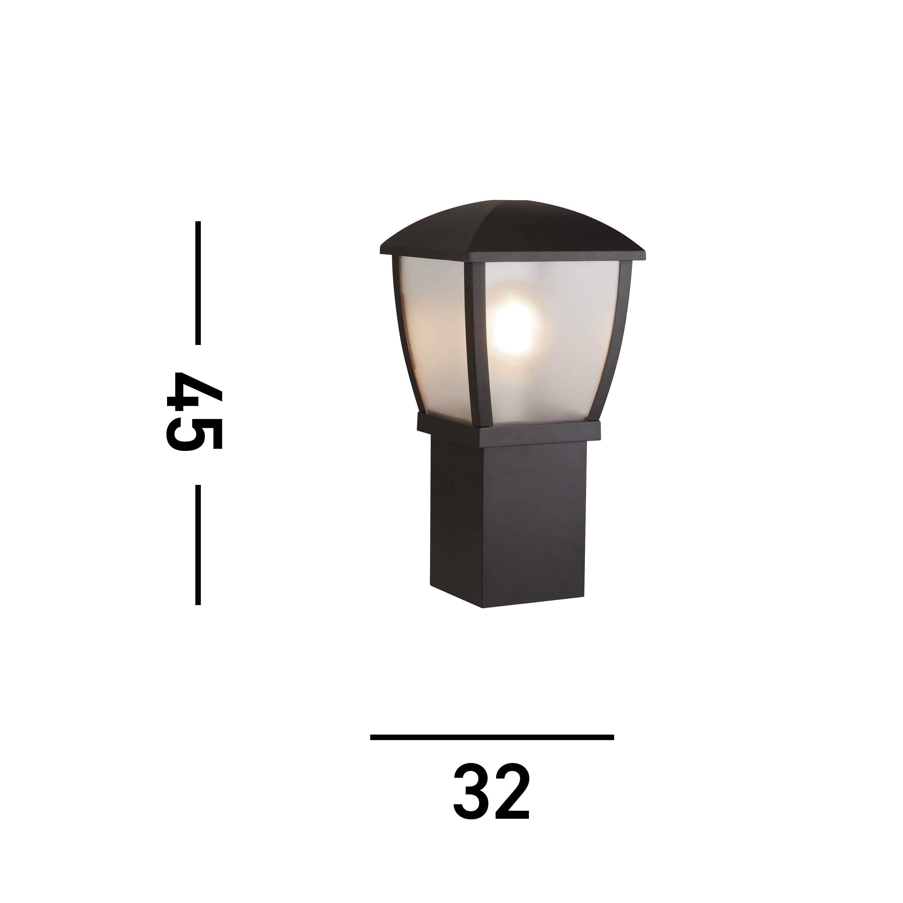 Searchlight Sefton 450mm Outdoor Post - Black & Clear Frosted Panels - IP44