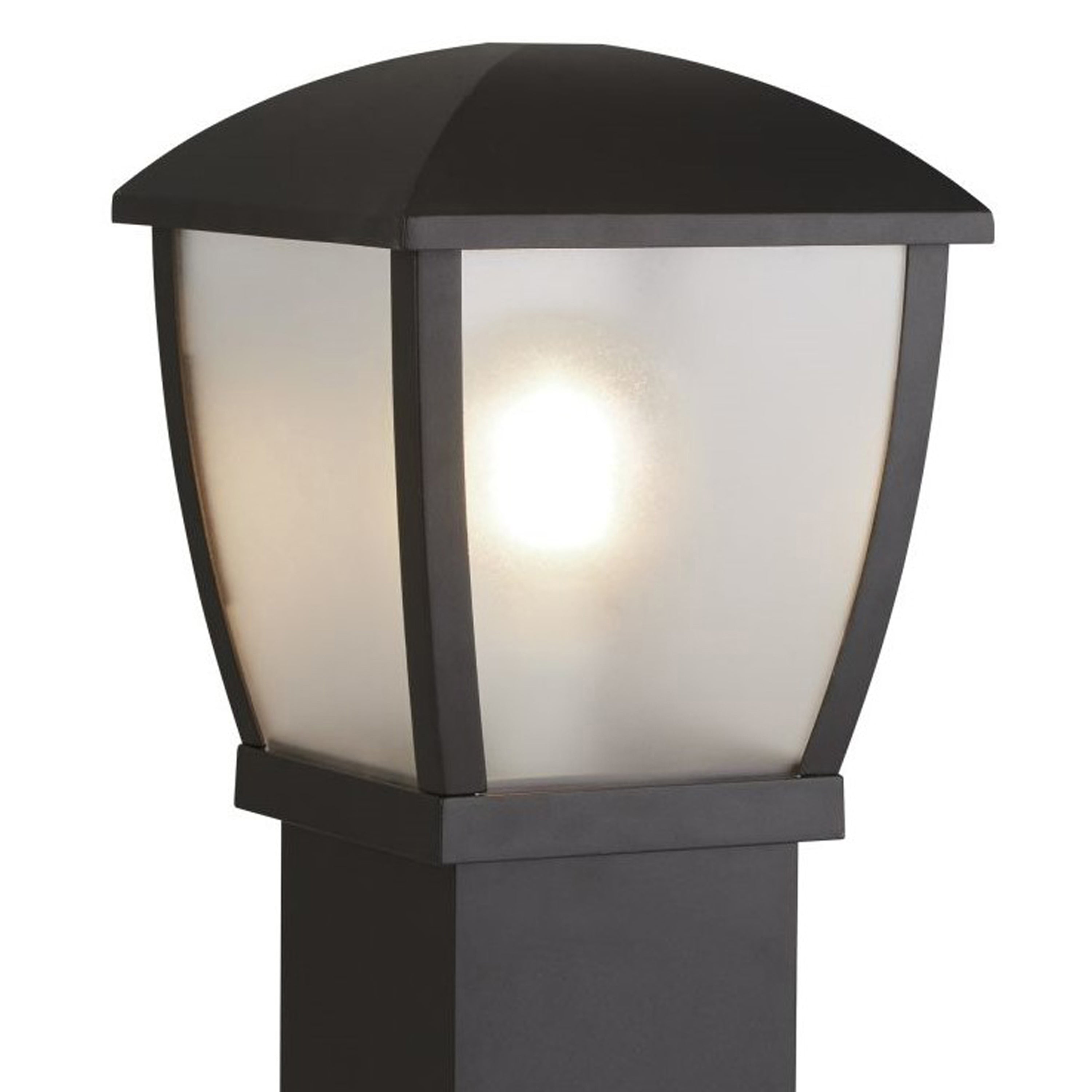 Searchlight Sefton 730mm Outdoor Post - Black & Clear Frosted Panels - IP44