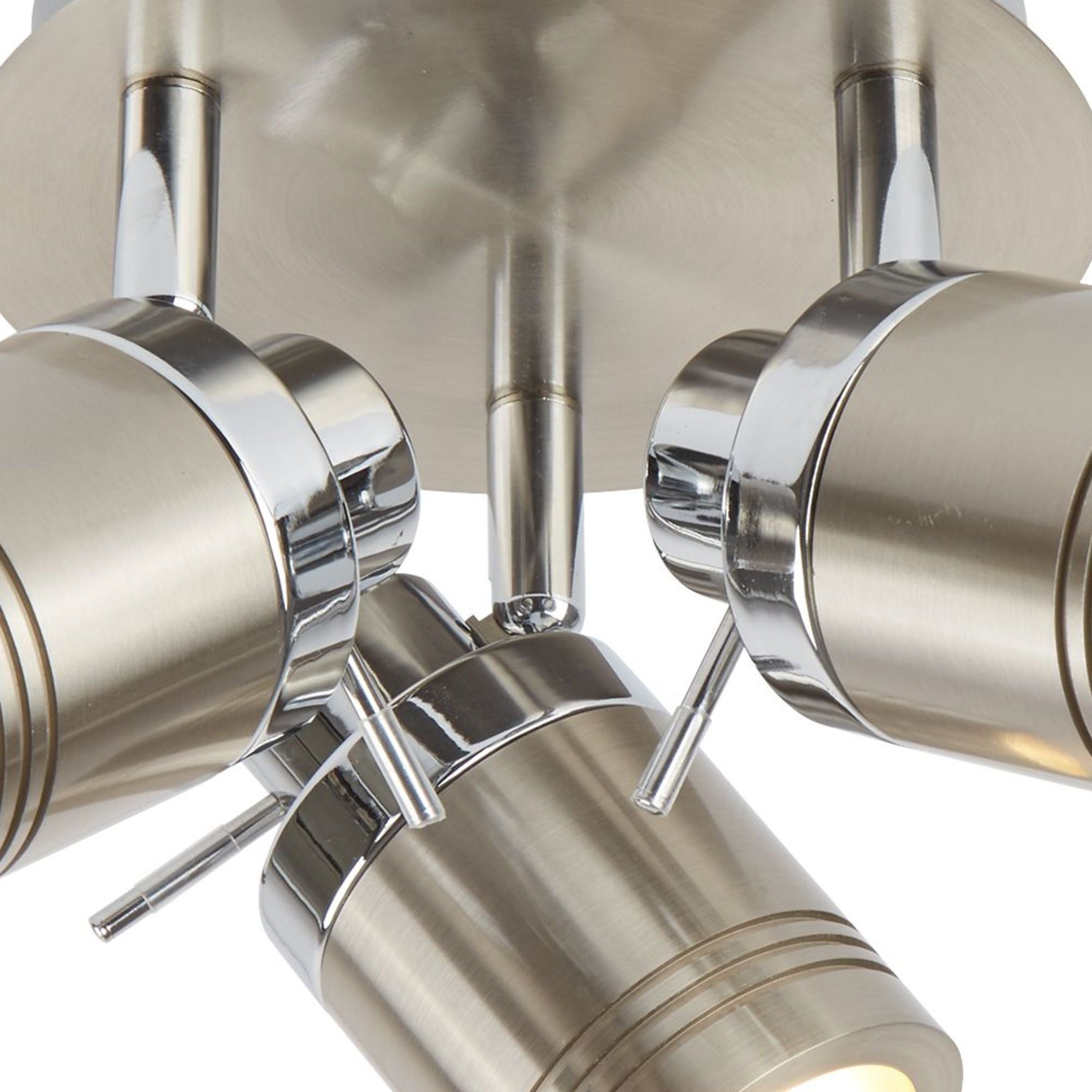 Searchlight Saker 3 Light IP44 Bathroom Spot Plate, Satin Silver