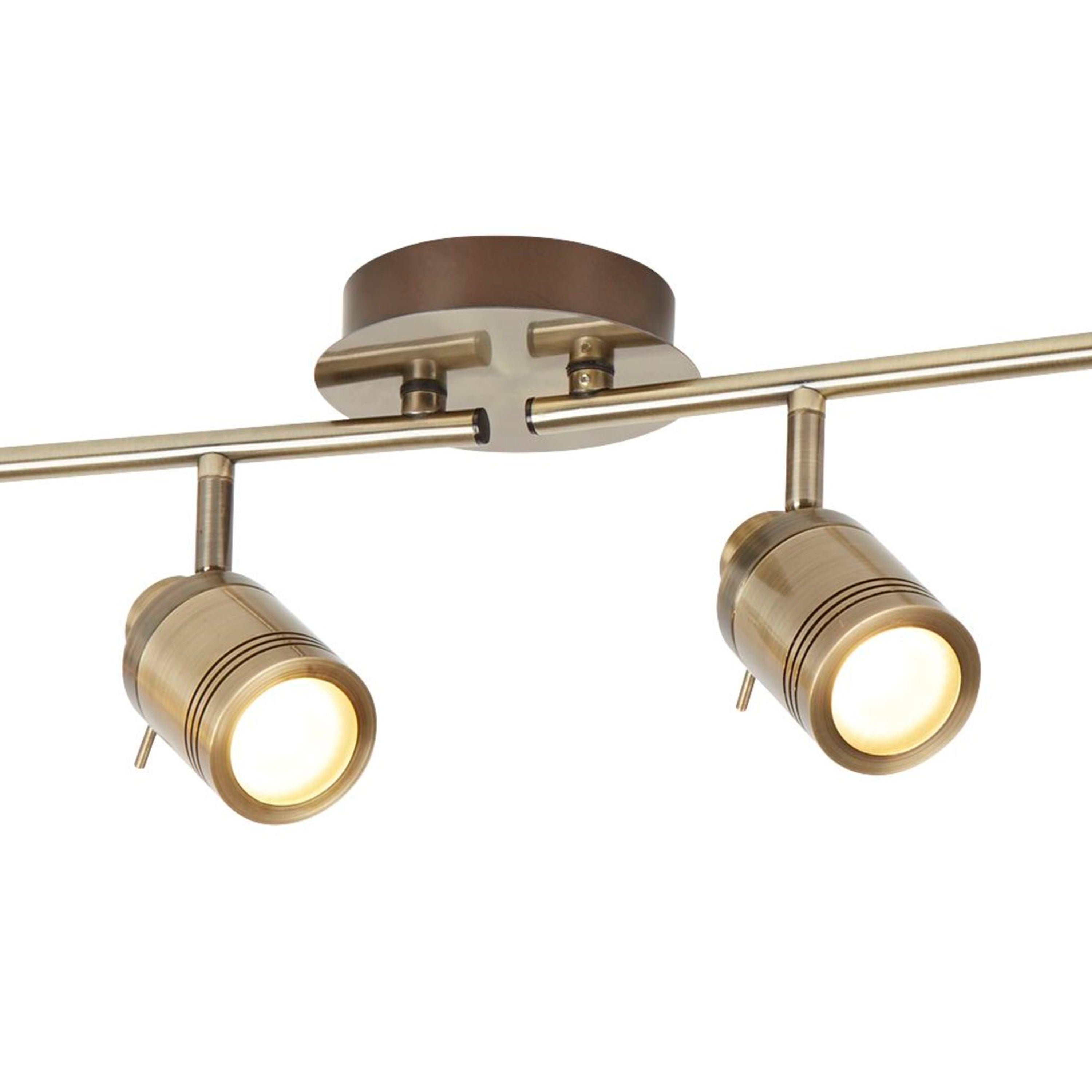 Searchlight Saker 4 Light IP44 Bathroom Spot Split - Bar, Antique Brass