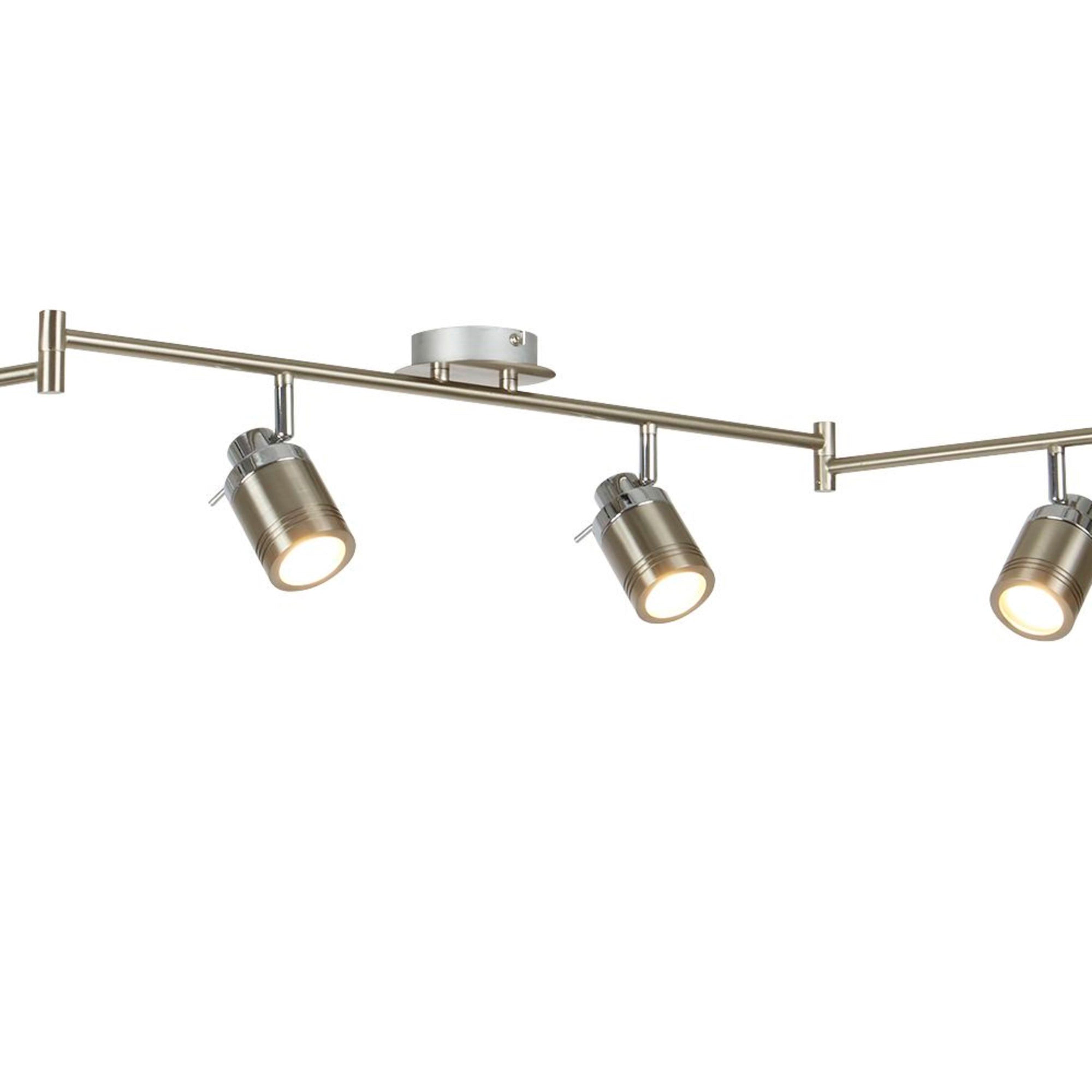 Searchlight Saker 6 Light IP44 Bathroom Spot Split - Bar, Satin Silver