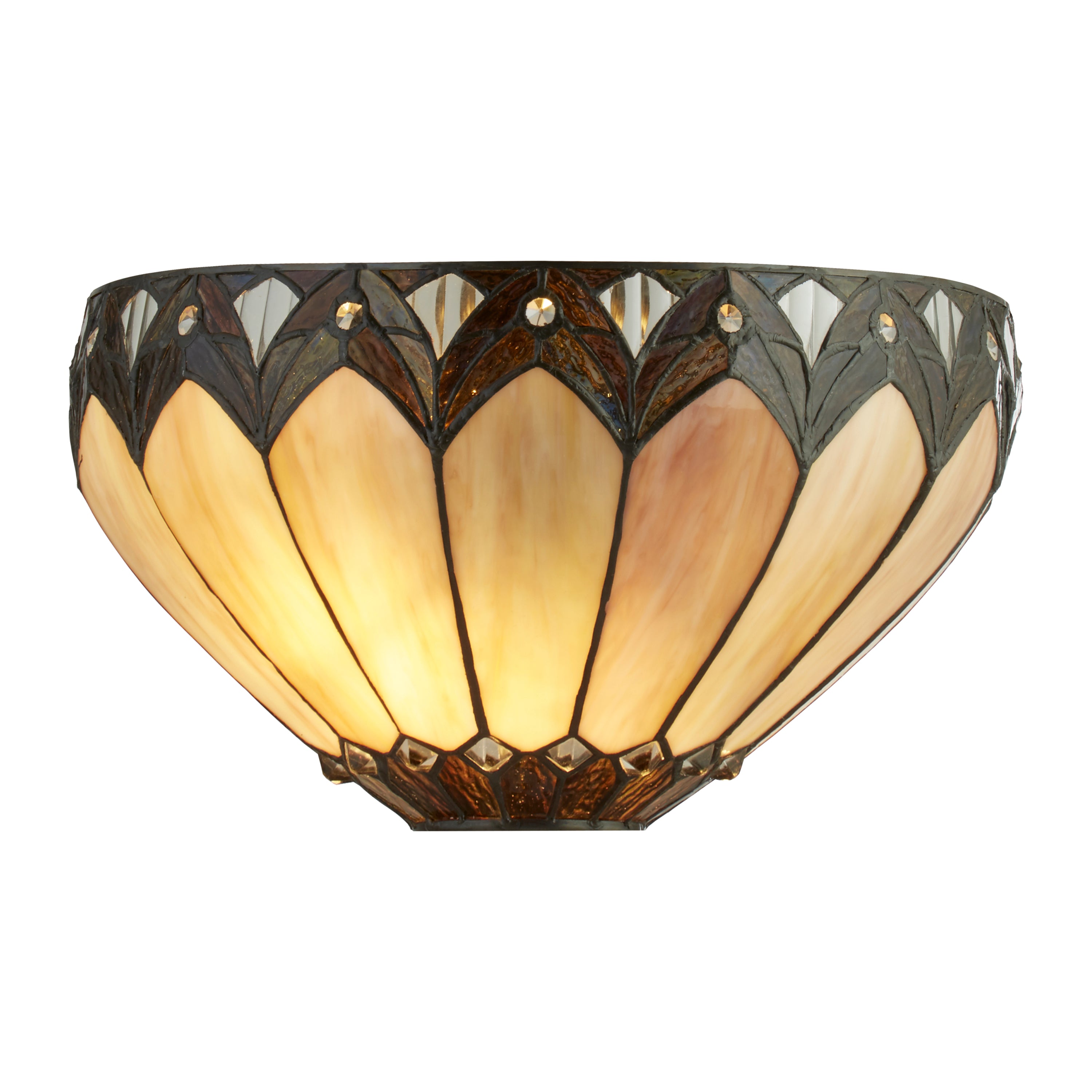 Searchlight Parker Tiffany Wall Lamp - Pearl Bronze, Black, Clear, Brown & Purple