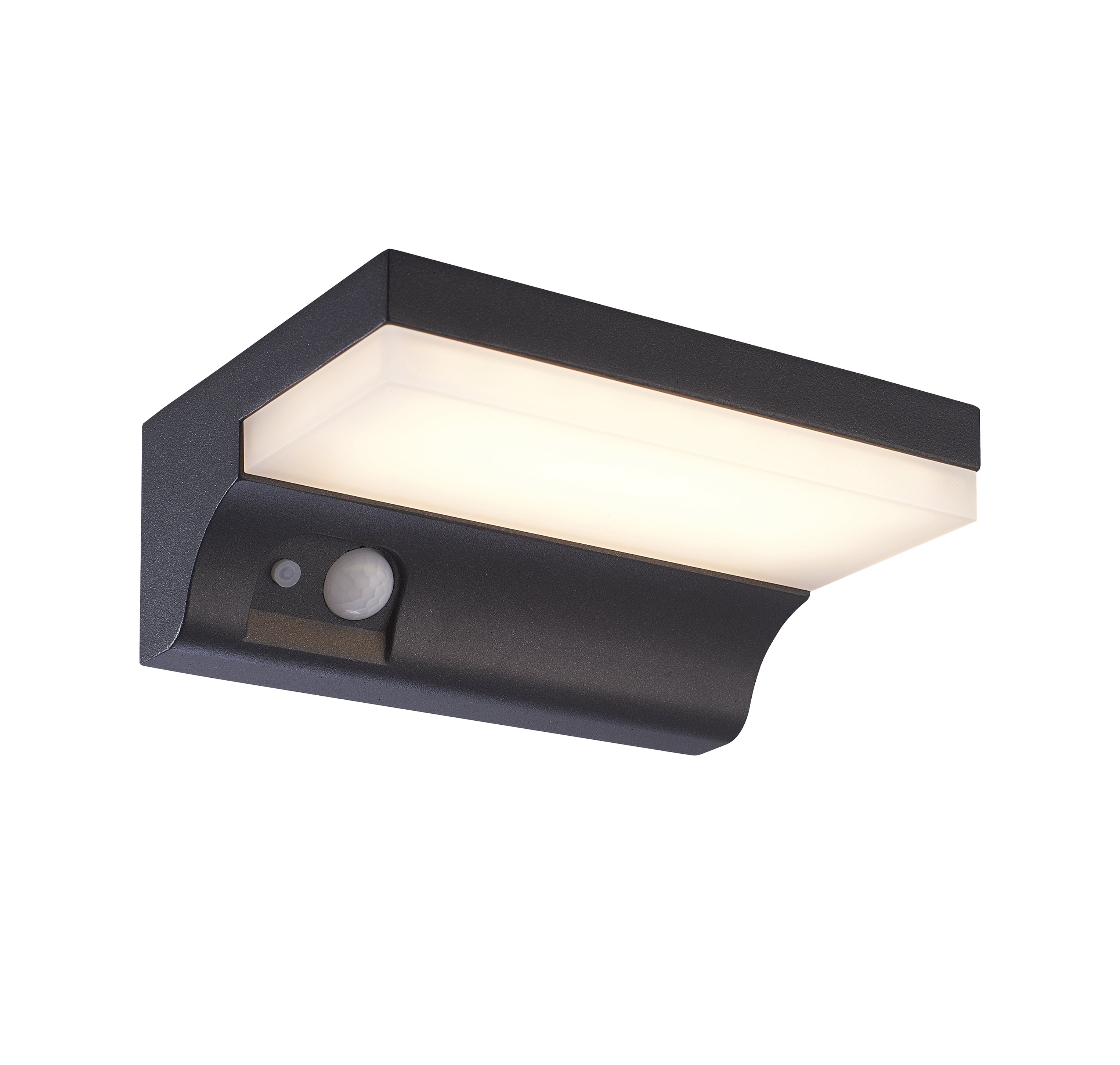 Searchlight Fairfield Solar Outdoor Wall Light with PIR - Black & White Polycarbonate