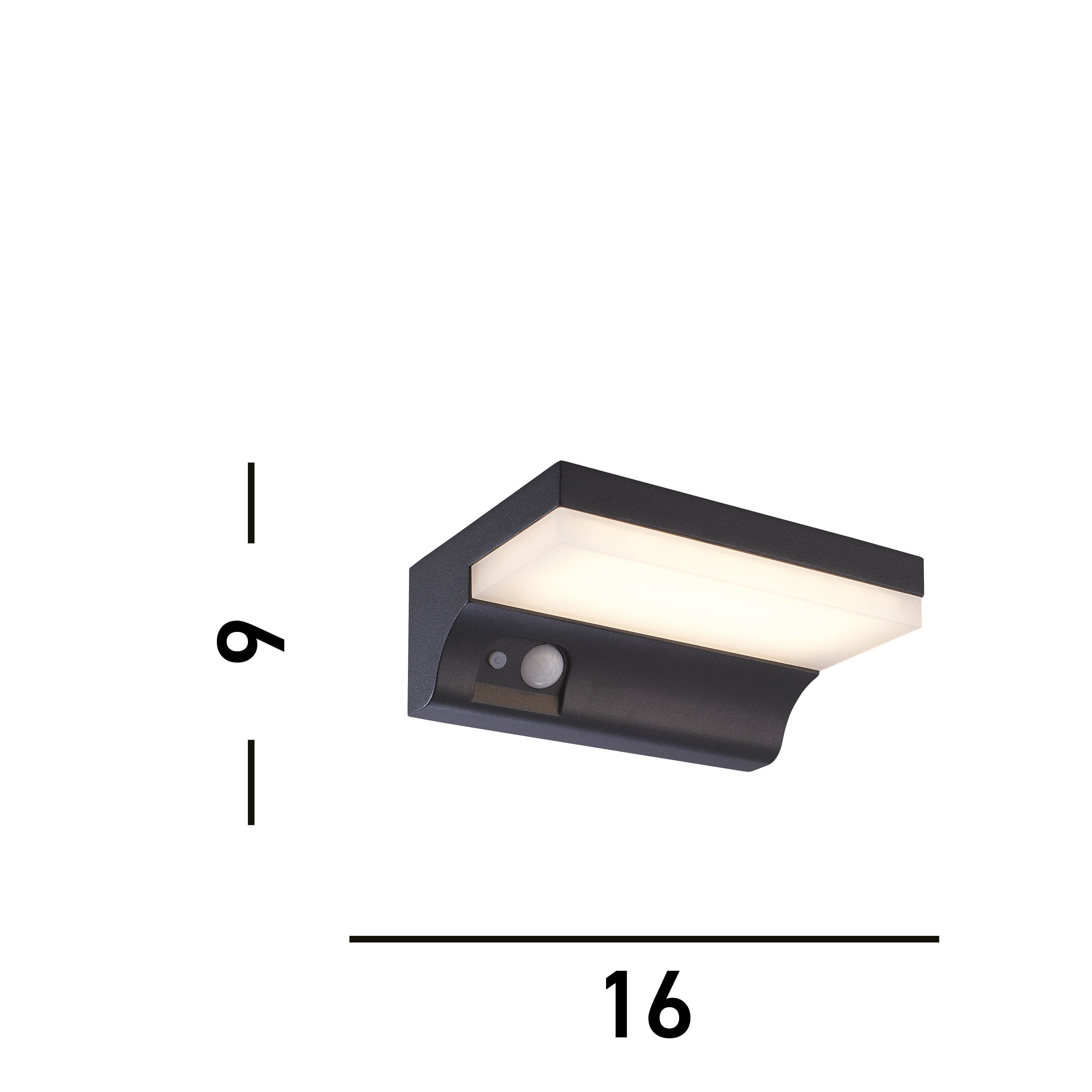 Searchlight Fairfield Solar Outdoor Wall Light with PIR - Black & White Polycarbonate