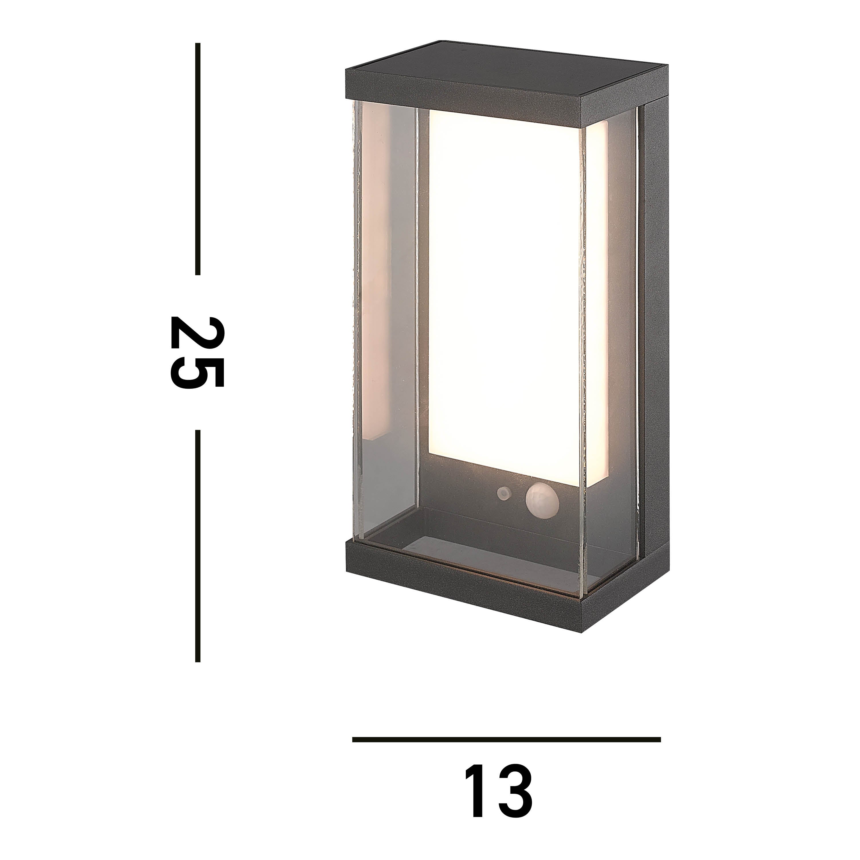 Searchlight Argyle Solar Outdoor Wall Light with PIR - Black & White Polycarbonate