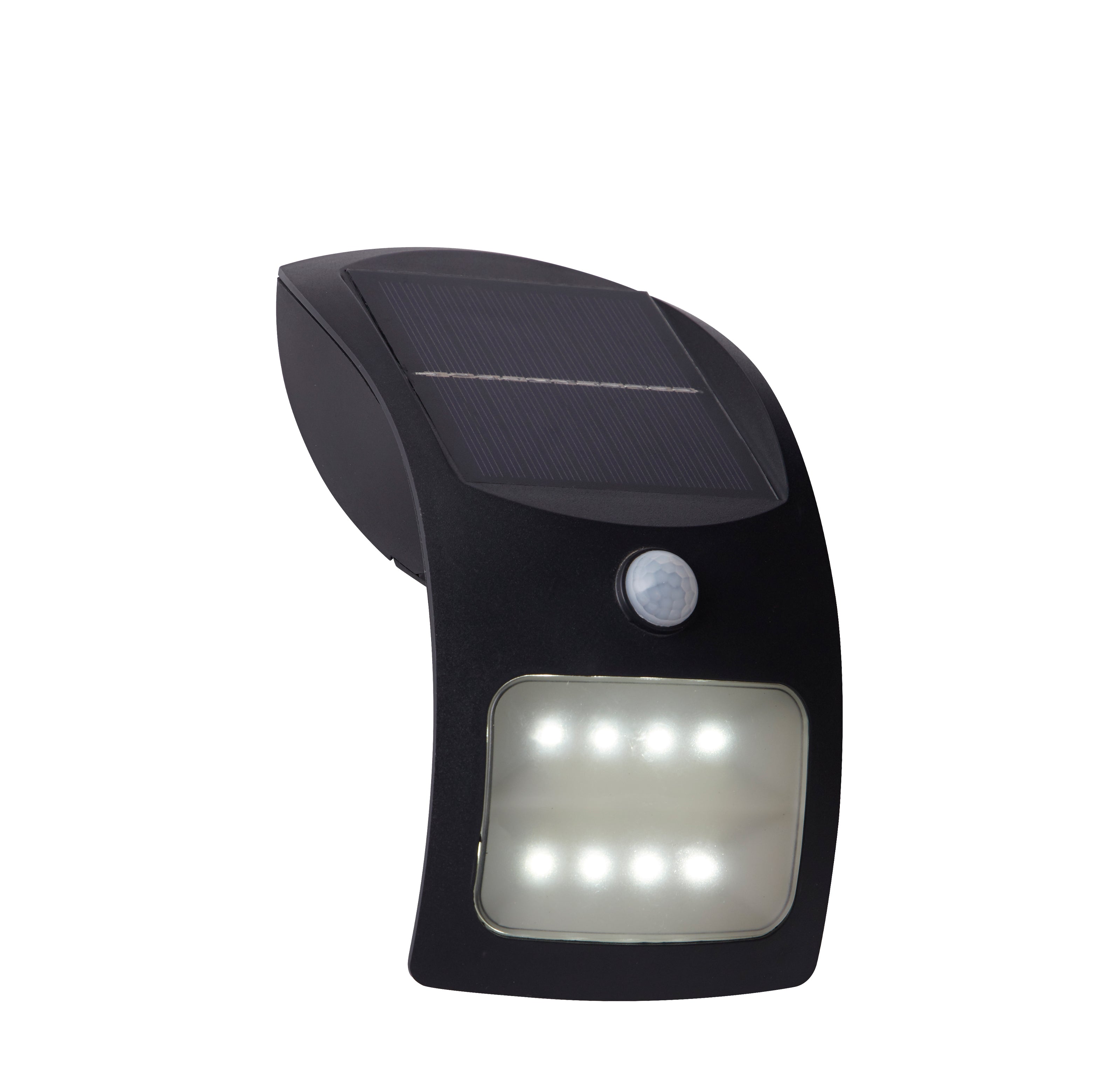 Searchlight Bankfield Solar Outdoor Wall Light with PIR - Black & White Polycarbonate