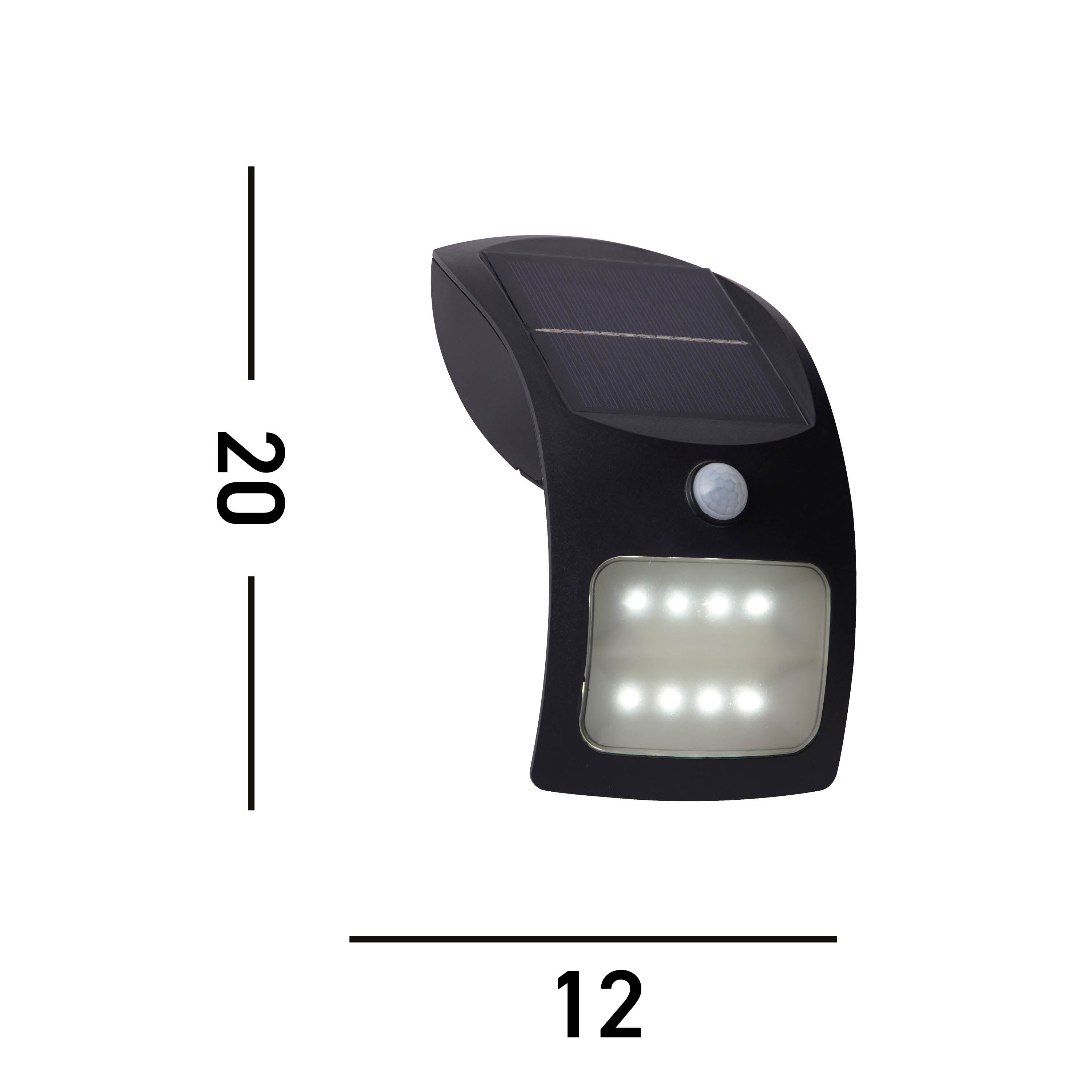 Searchlight Bankfield Solar Outdoor Wall Light with PIR - Black & White Polycarbonate