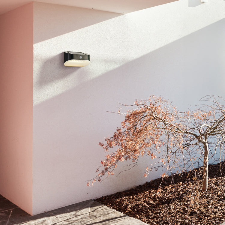 Searchlight Battenburg Solar Outdoor Wall Light with PIR - Black & White Polycarbonate