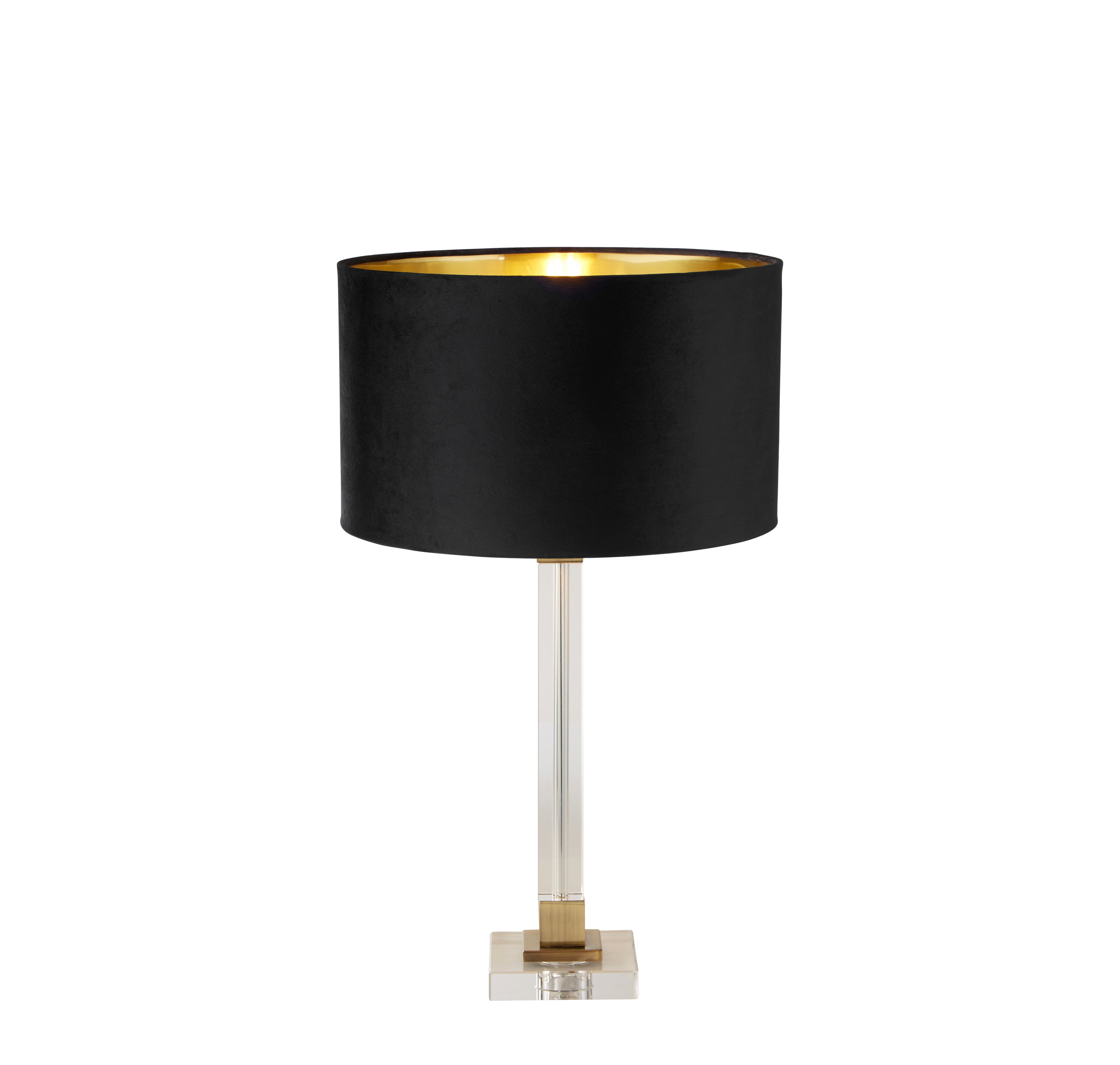 Searchlight Sarah Table Lamp - Crystal, Brass & Black Velvet