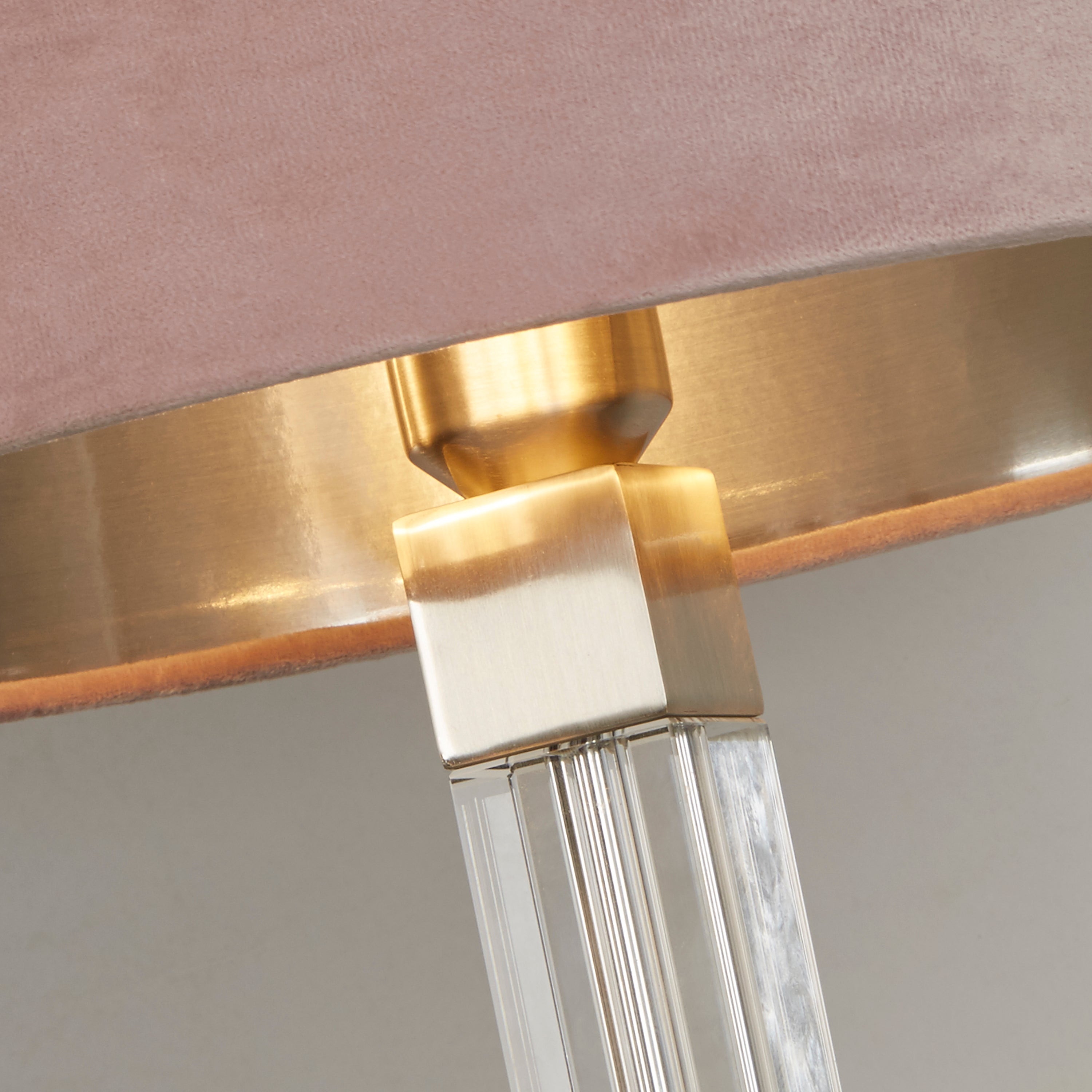 Searchlight Sarah Table Lamp - Crystal, Satin Nickel & Pink Velvet