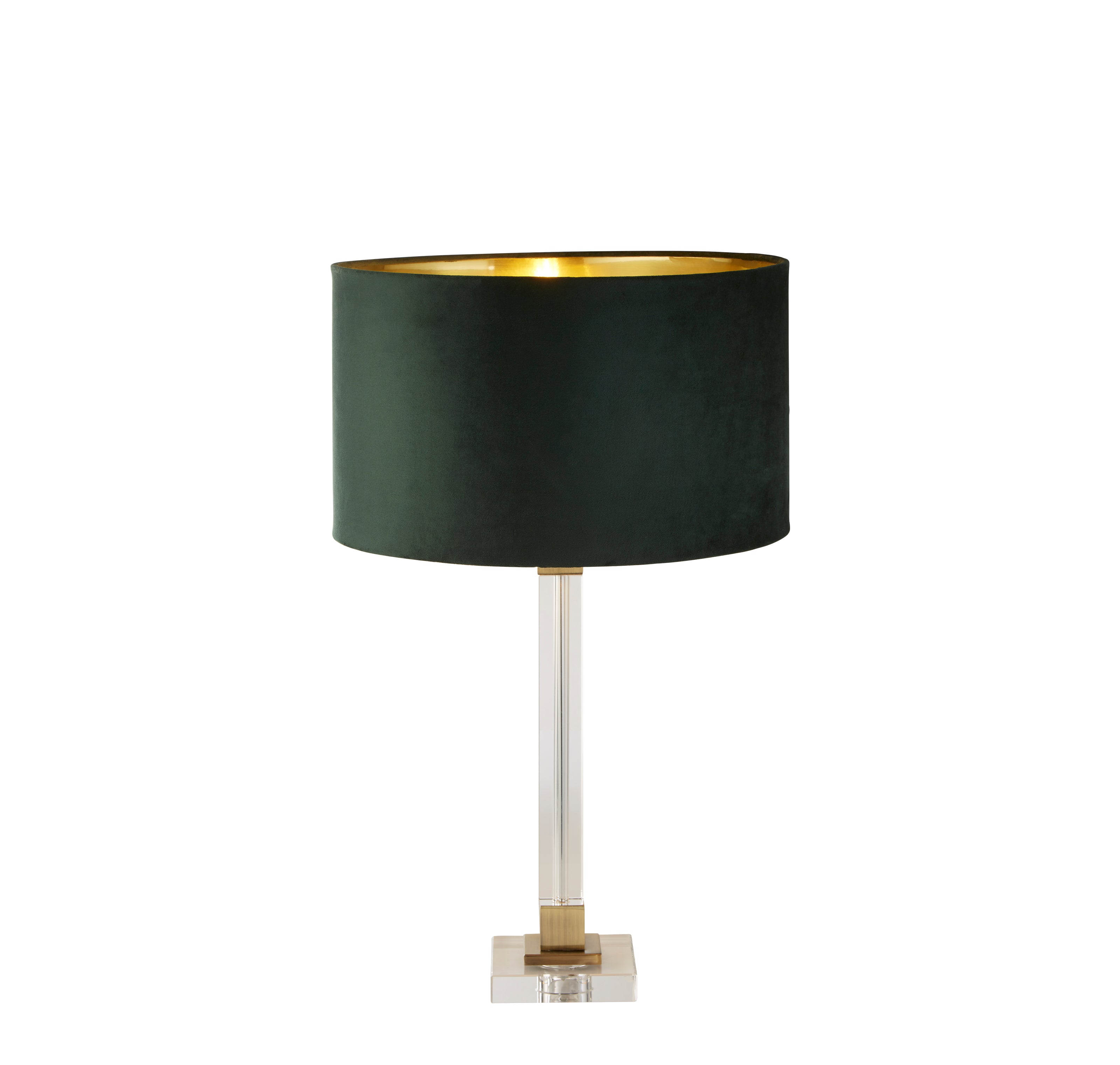 Searchlight Sarah Table Lamp - Crystal, Brass & Green Velvet