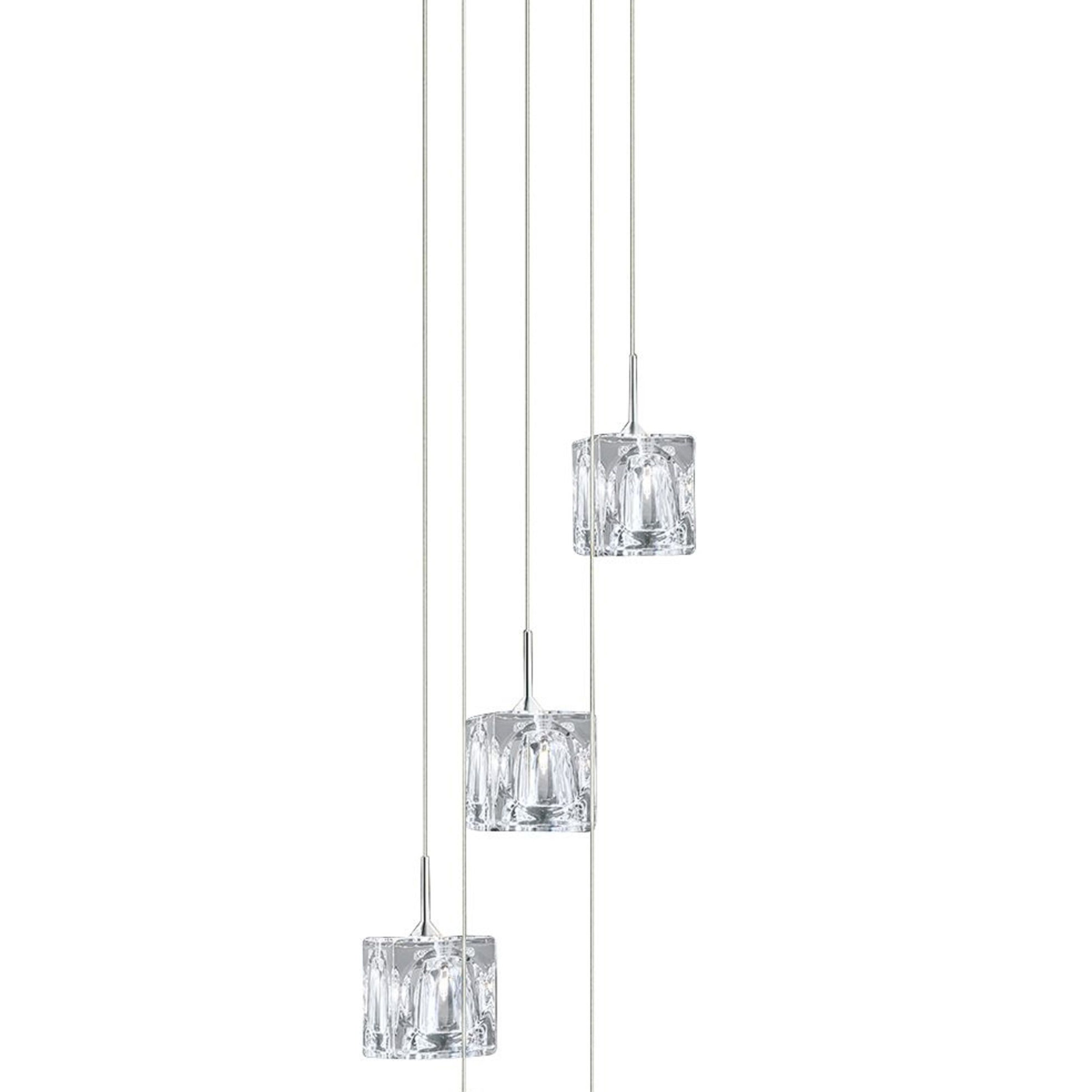 Searchlight Imrie LED - 5 Light Multi - Drop, Clear Glass Shades, Chrome