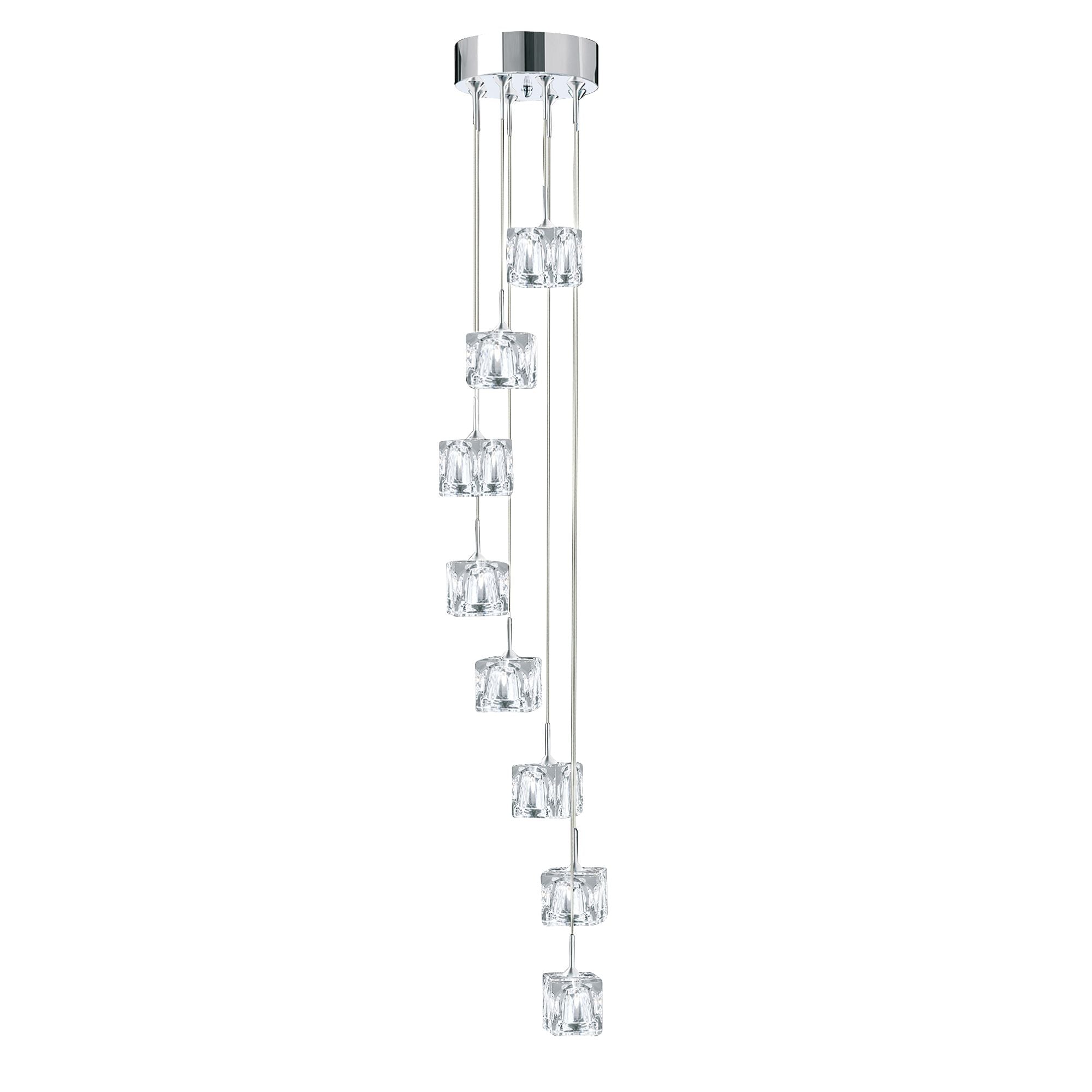 Searchlight Imrie 8 Light Multi-Drop Pendant - Chrome & Glass